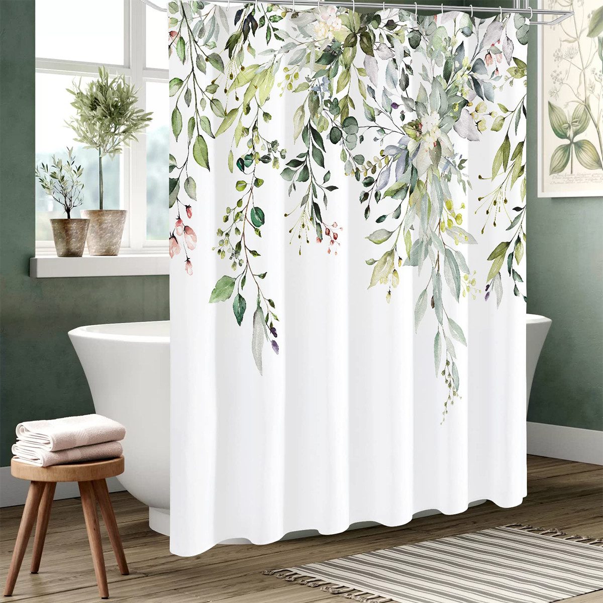 DOPWii Duschvorhang Wasserdicht maschinenwaschbar Green Leaf Shower Curtain günstig online kaufen