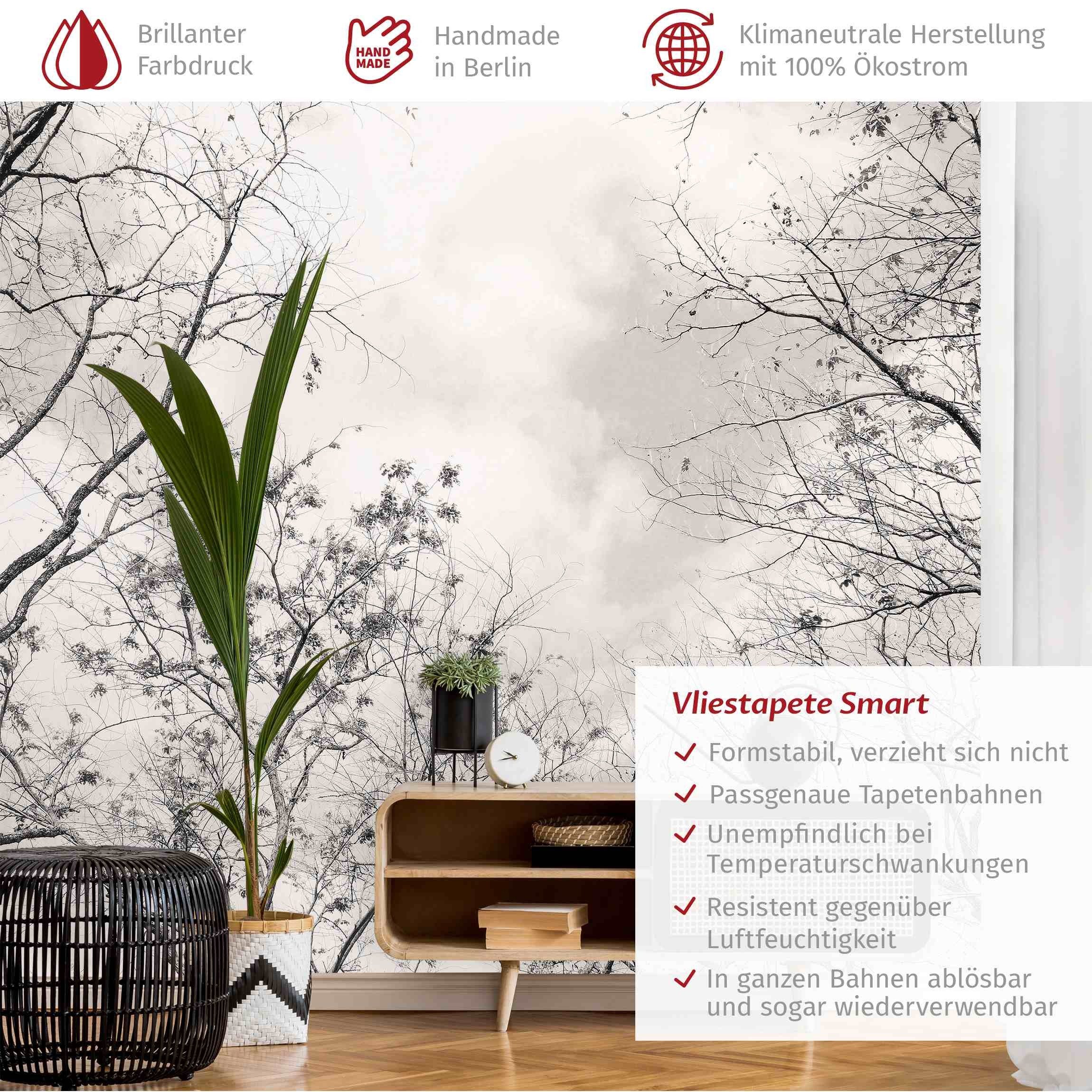 Bilderdepot24 Fototapete Wald Baumkronen Himmel Warmgrau günstig online kaufen
