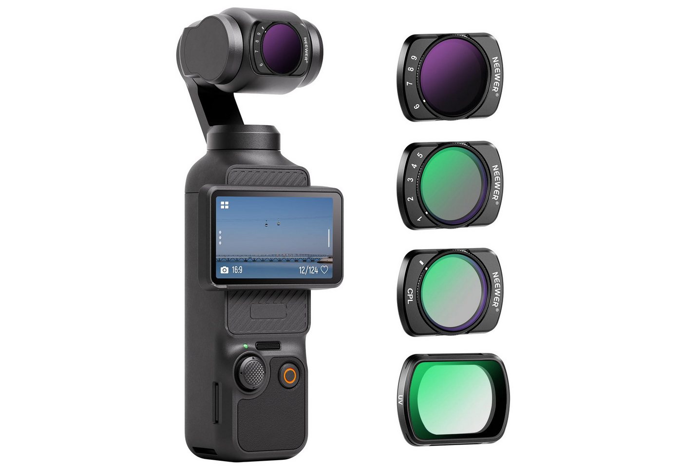 Neewer FL-P9 Magnetisches ND Filter Set für DJI Osmo Pocket 3 & Pocket 4 Foto-Filter-Sets (Flexible ausgewogene Belichtungssteuerung)