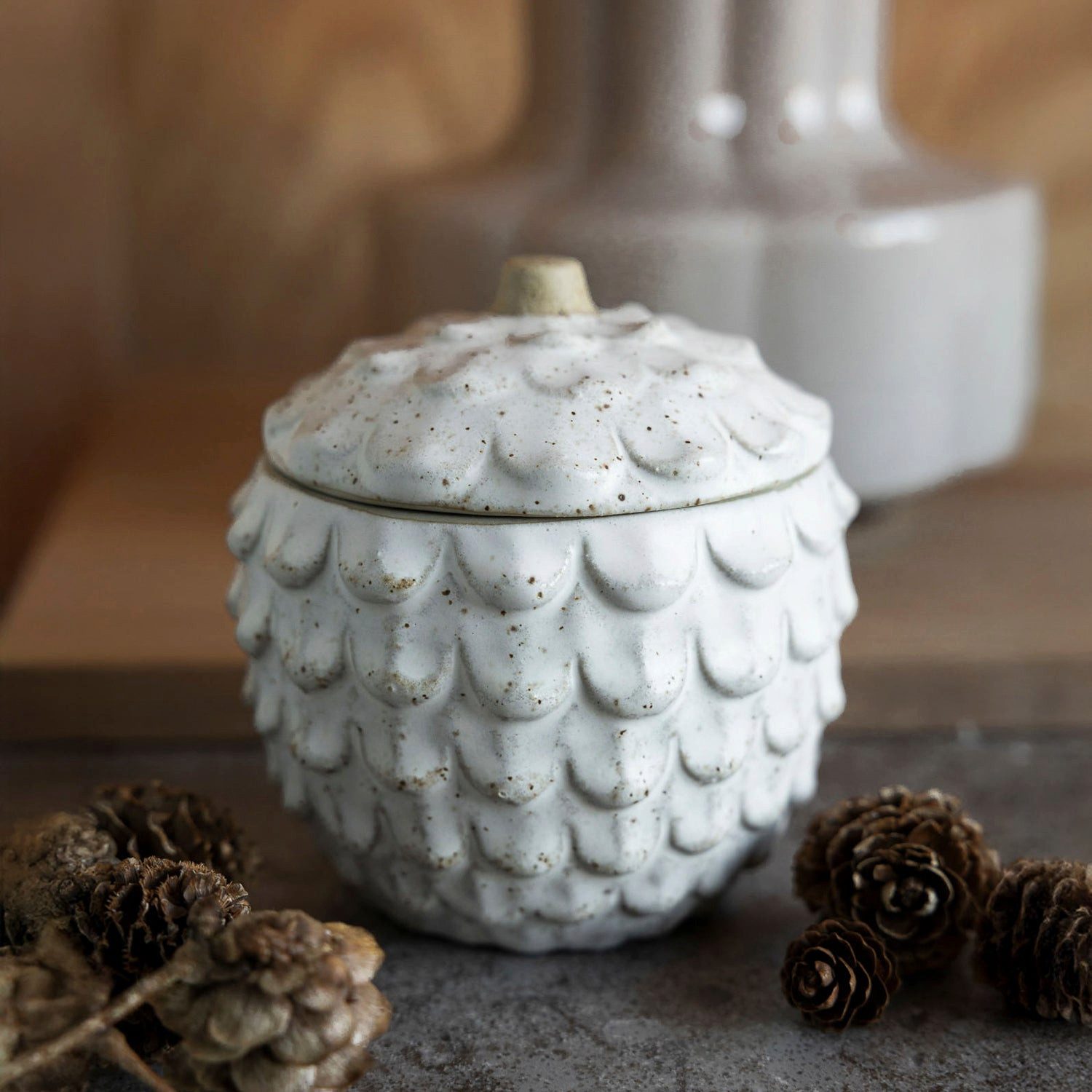 Storefactory Dekoobjekt Zapfen Dose mit Deckel Bergsjö in greige günstig online kaufen
