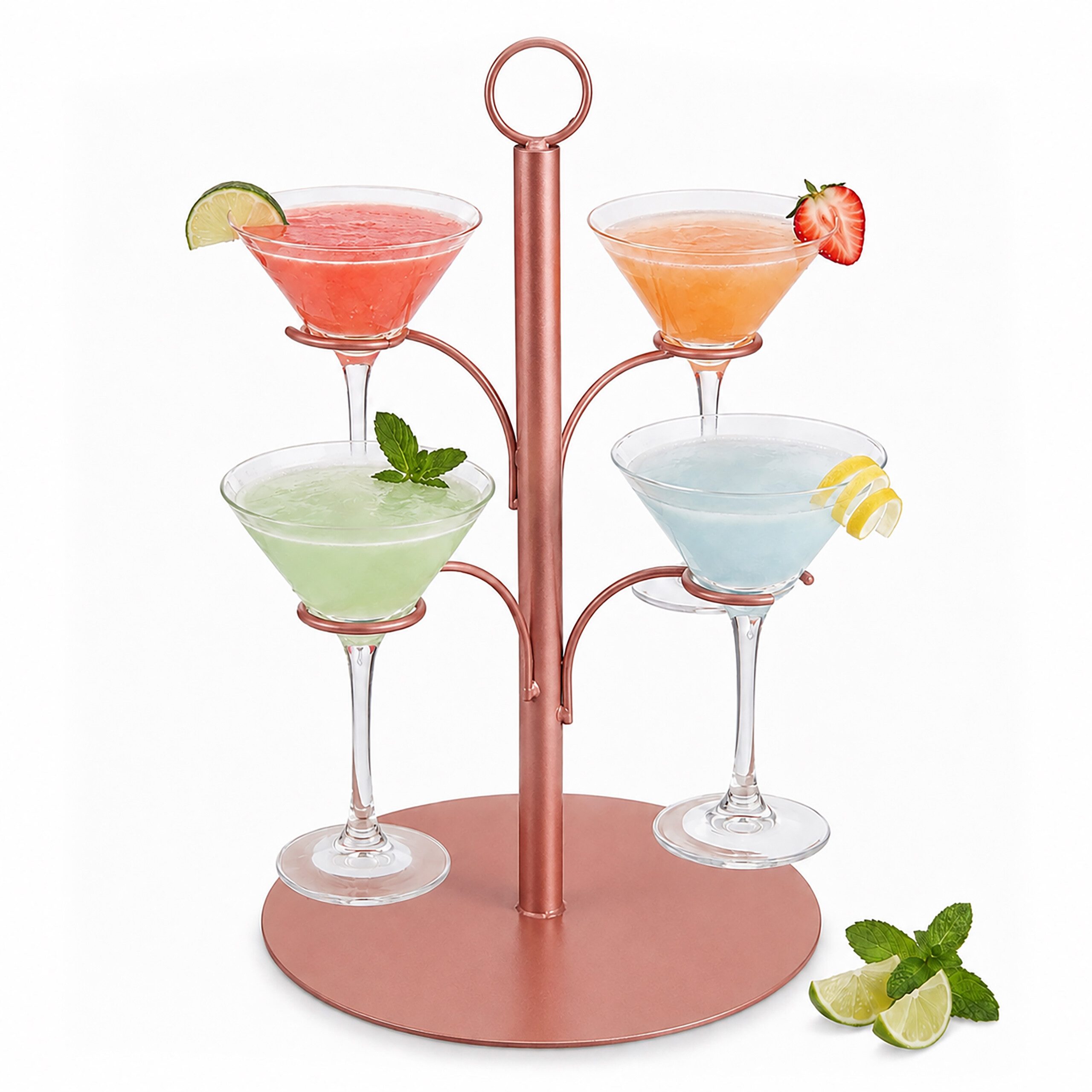 relaxdays Gläserhalter Getränke Tower für 4 Gläser, 1-tlg., Rosegold