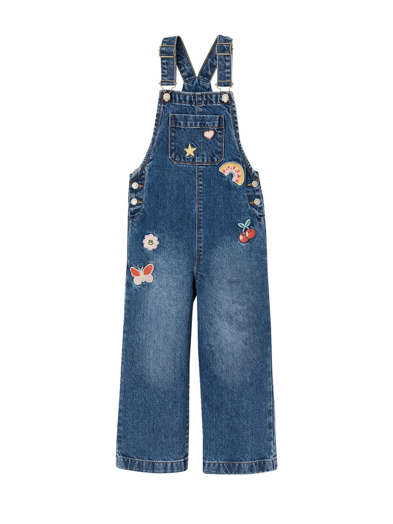Jumpsuit Mädchen Jeans-Latzhose mit weitem Bein