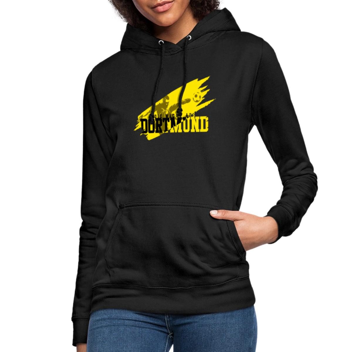Spreadshirt Hoodie Die Macht Aus Dortmund Schwarz-Gelb Fußball Fan Damen Ho günstig online kaufen