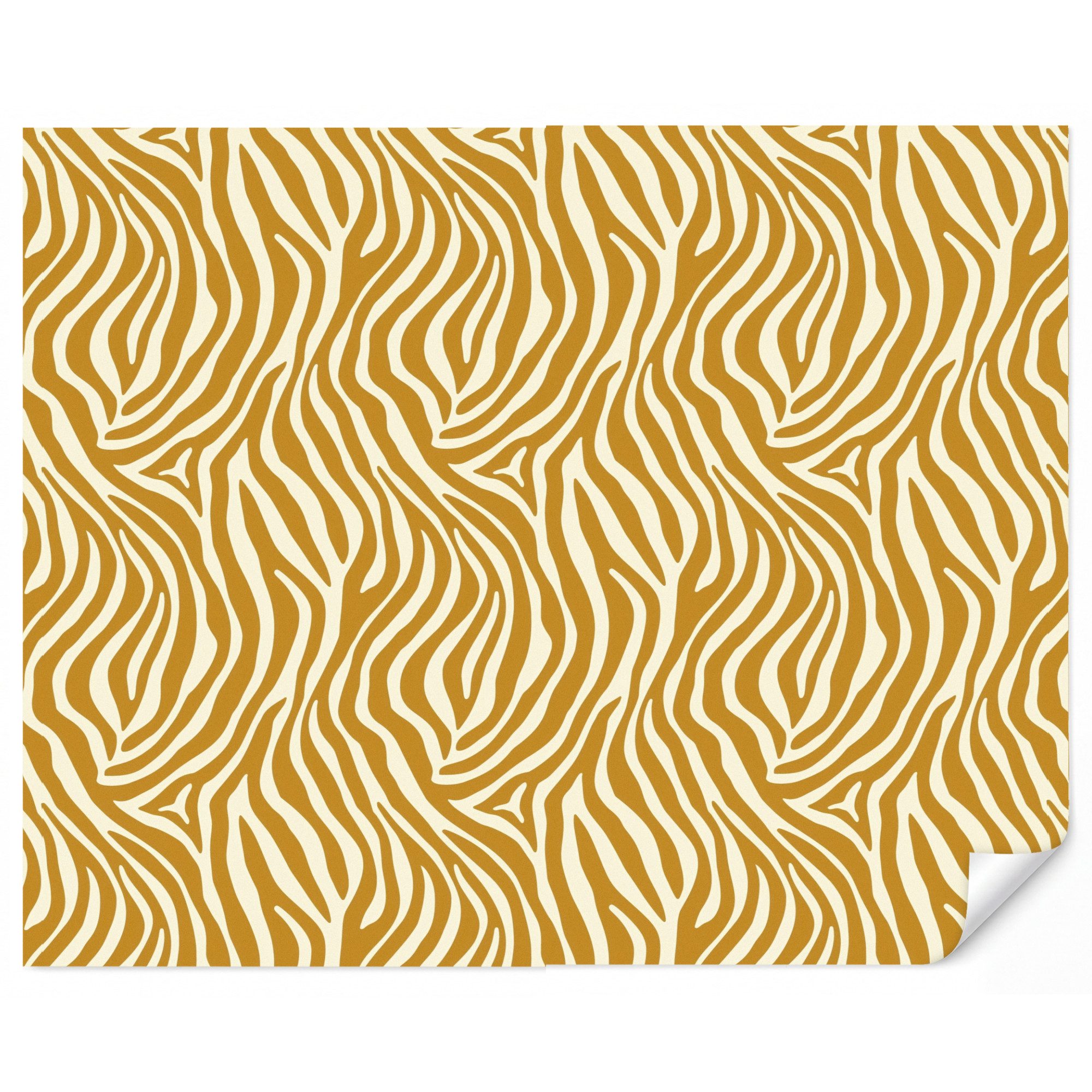 OnlyWow Fototapete Zebra - Klassisch - Ocker - Gelb, Matt, bedruckt, Wandtapete, Schlafzimmer, Vinyl Tapete 280x220cm
