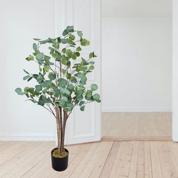 Kunstbaum Eukalyptusbaum Eukalyptus Kunstbaum Künstliche Pflanze Echtholz 120 cm, Decovego