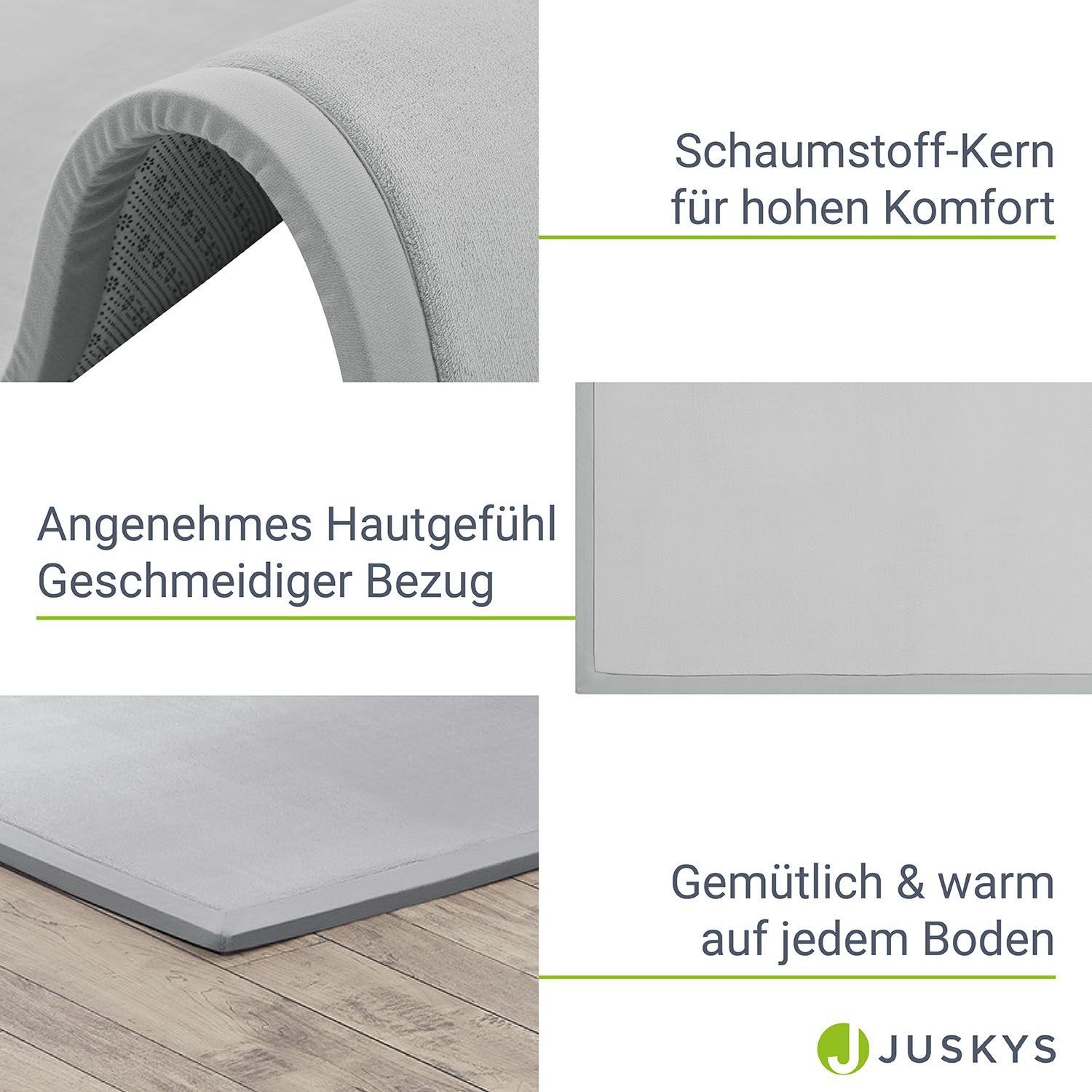 Juskys Puzzlematte Maila, Krabbeldecke, 180x120 cm, rutschfest, flauschiger Bezug – Bild 4 von 5