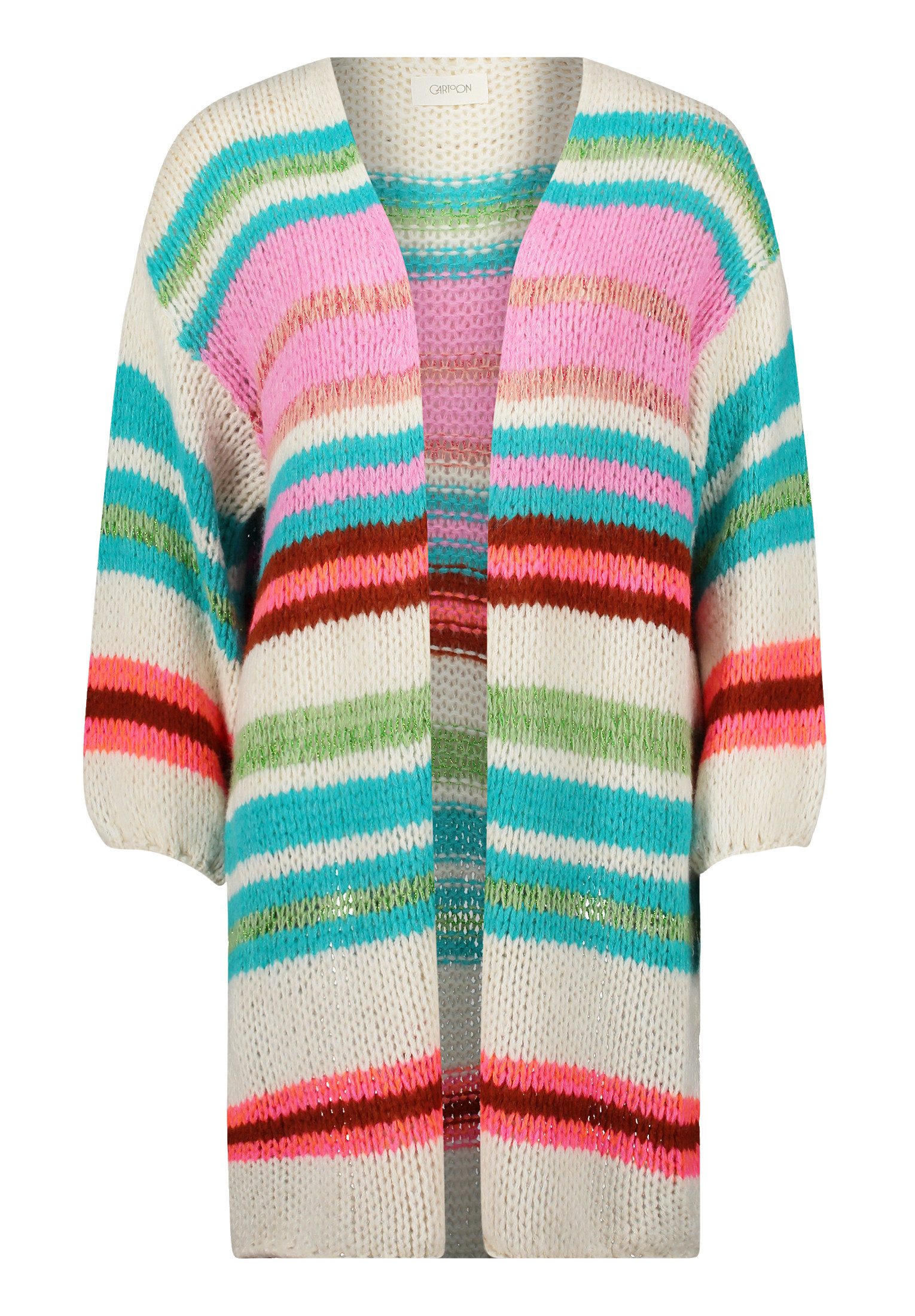 Cartoon Strickjacke Cartoon Strick-Cardigan mit Blockstreifen günstig online kaufen
