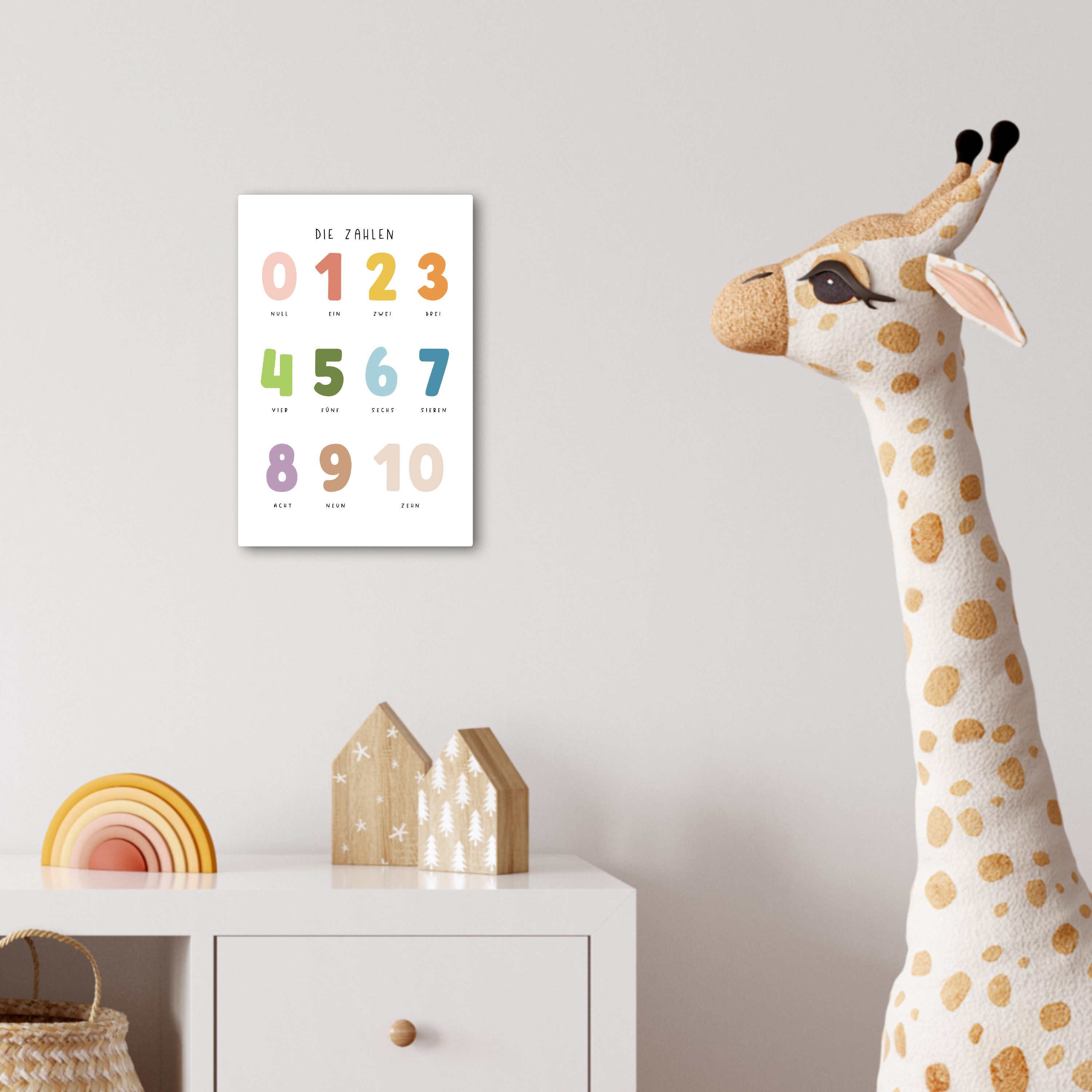 OneMillionCanvasses® Leinwandbild Pädagogisch - Zählen lernen - Weiß - Farben - 1-10, Fotodruck (1 St), Kinderzimmer Deko, Mädchen und Jungen Bilder 20x30 cm – Bild 4 von 5