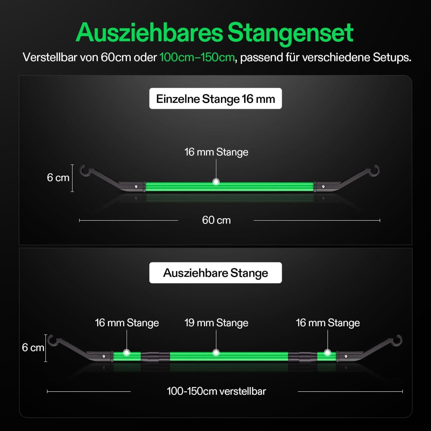 VIVOSUN Stabilisierungsprofil VIVOSUN High CFM Stangen-Set, 100-150 cm für Growbox und Growzelt – Bild 2 von 5