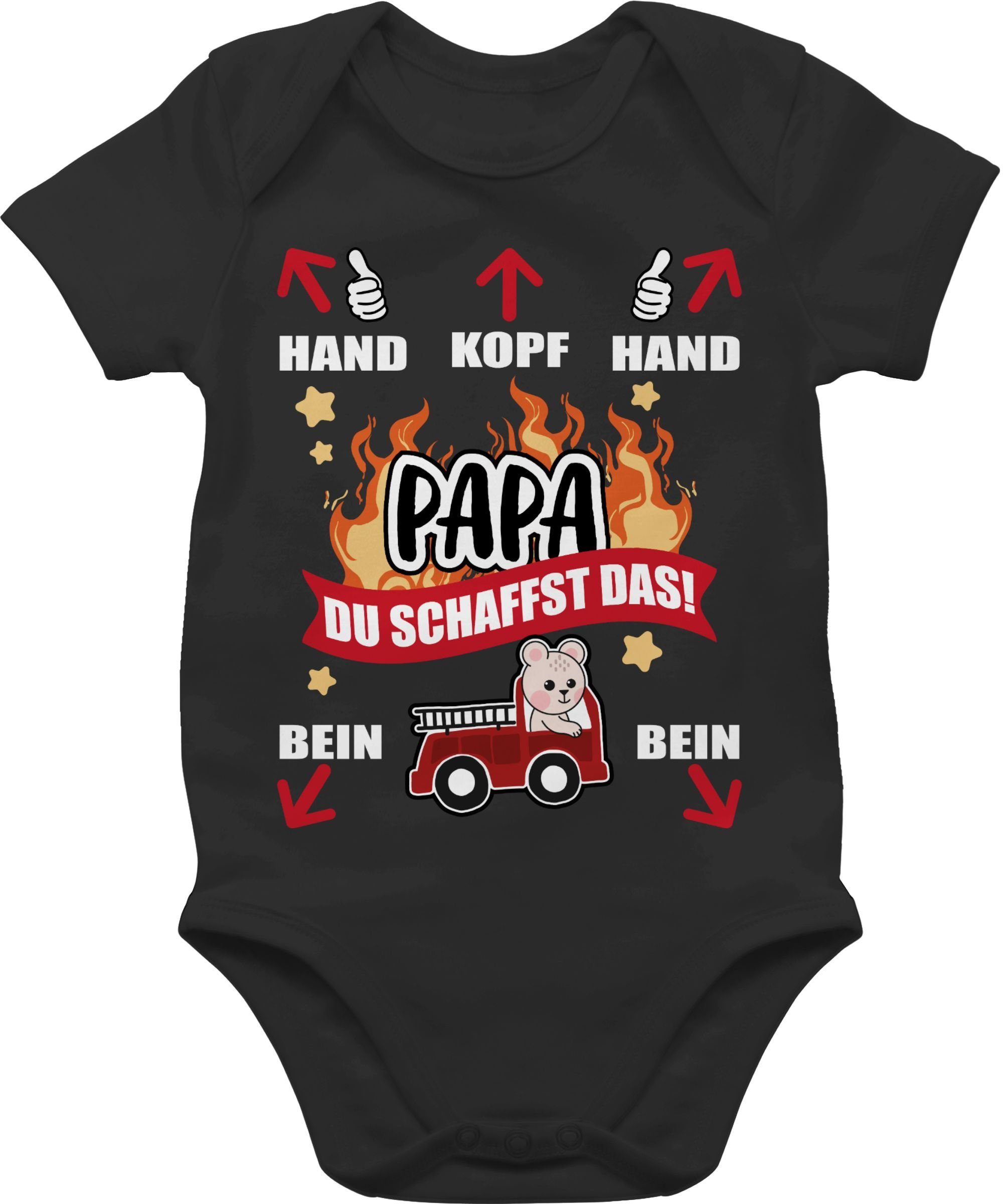 schaffst Papa Geschenk 2 Shirtbody Baby - Shirtracer Schwarz Vatertag Feuerwehr - weiß du das