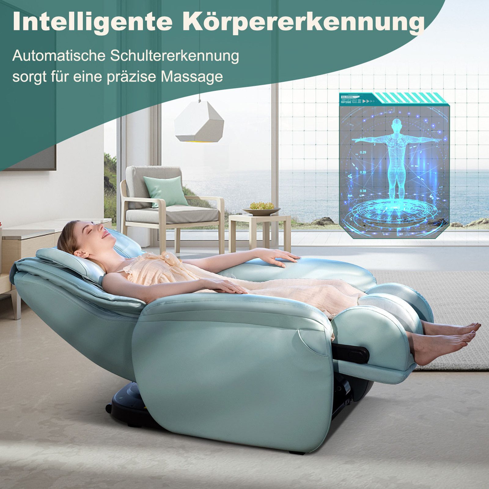 COSTWAY Massagesessel mit Wärme-&Liegefunktion, Ganzkörper, Zero Gravity