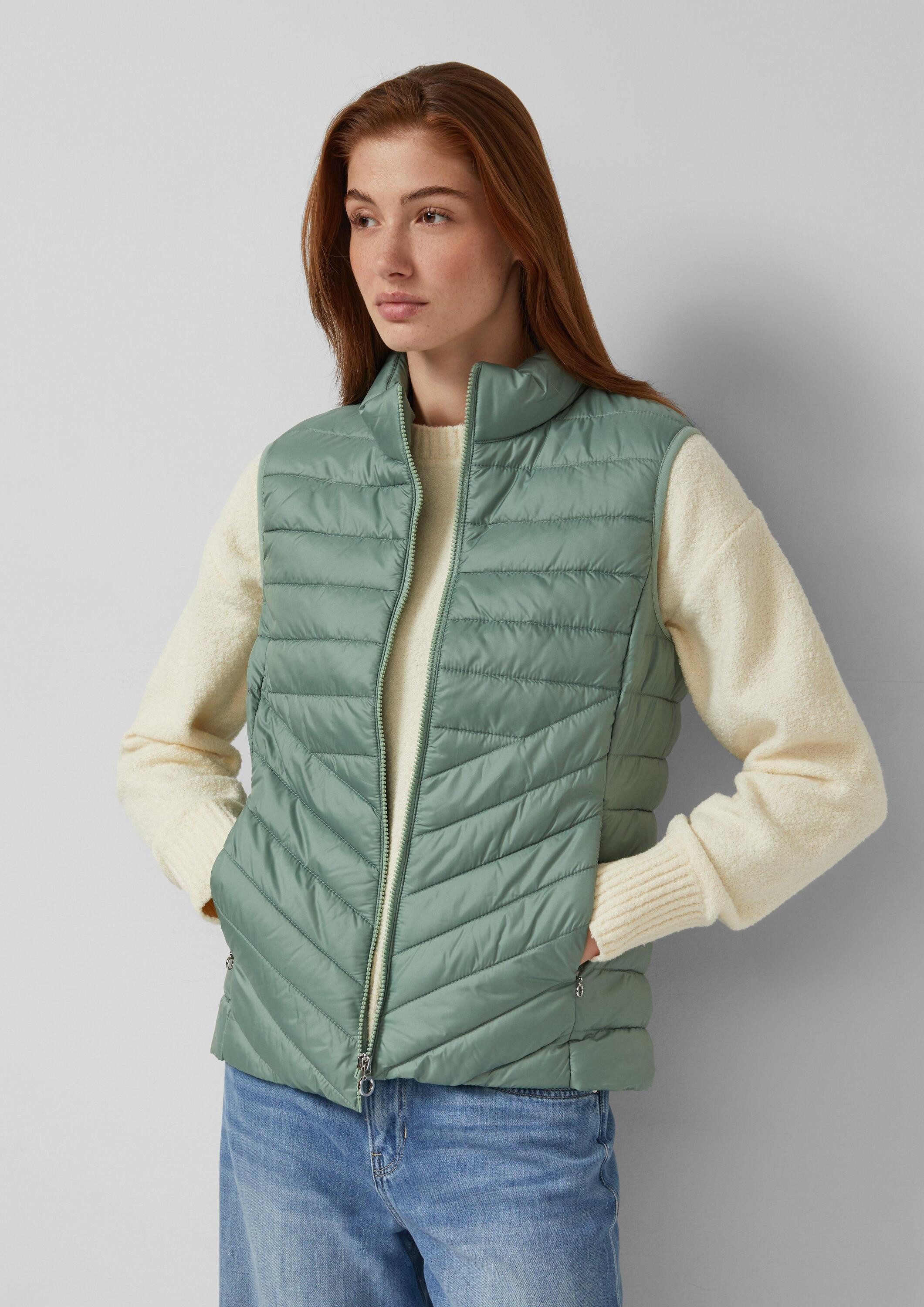 s.Oliver Outdoorjacke Outdoor-Weste Leichte Steppweste mit Stehkragen und Packfunktion