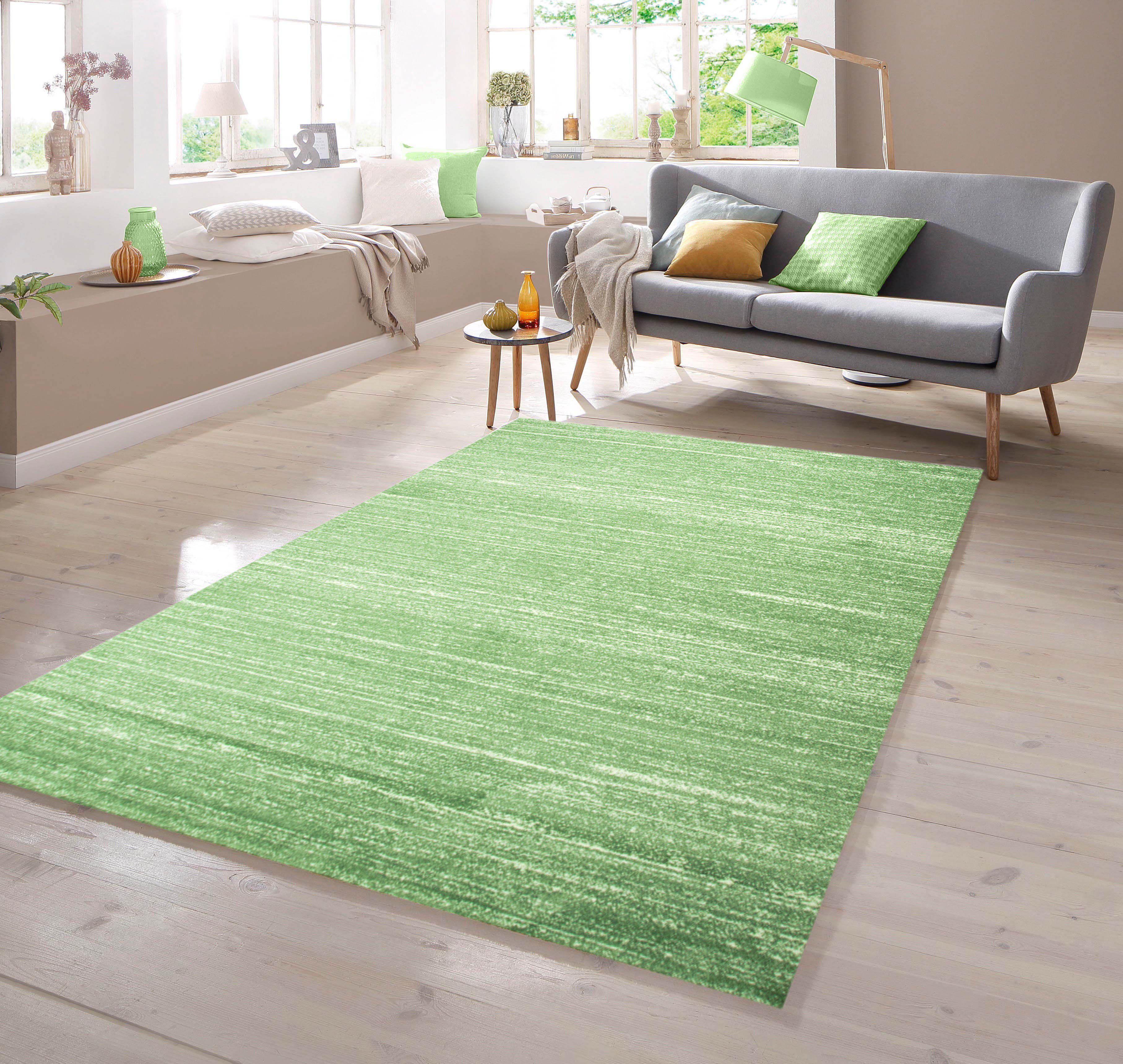 Teppich Designer Teppich Kurzflor Uni Design in Grün, TeppichHome24,  rechteckig | Kurzflor-Teppiche