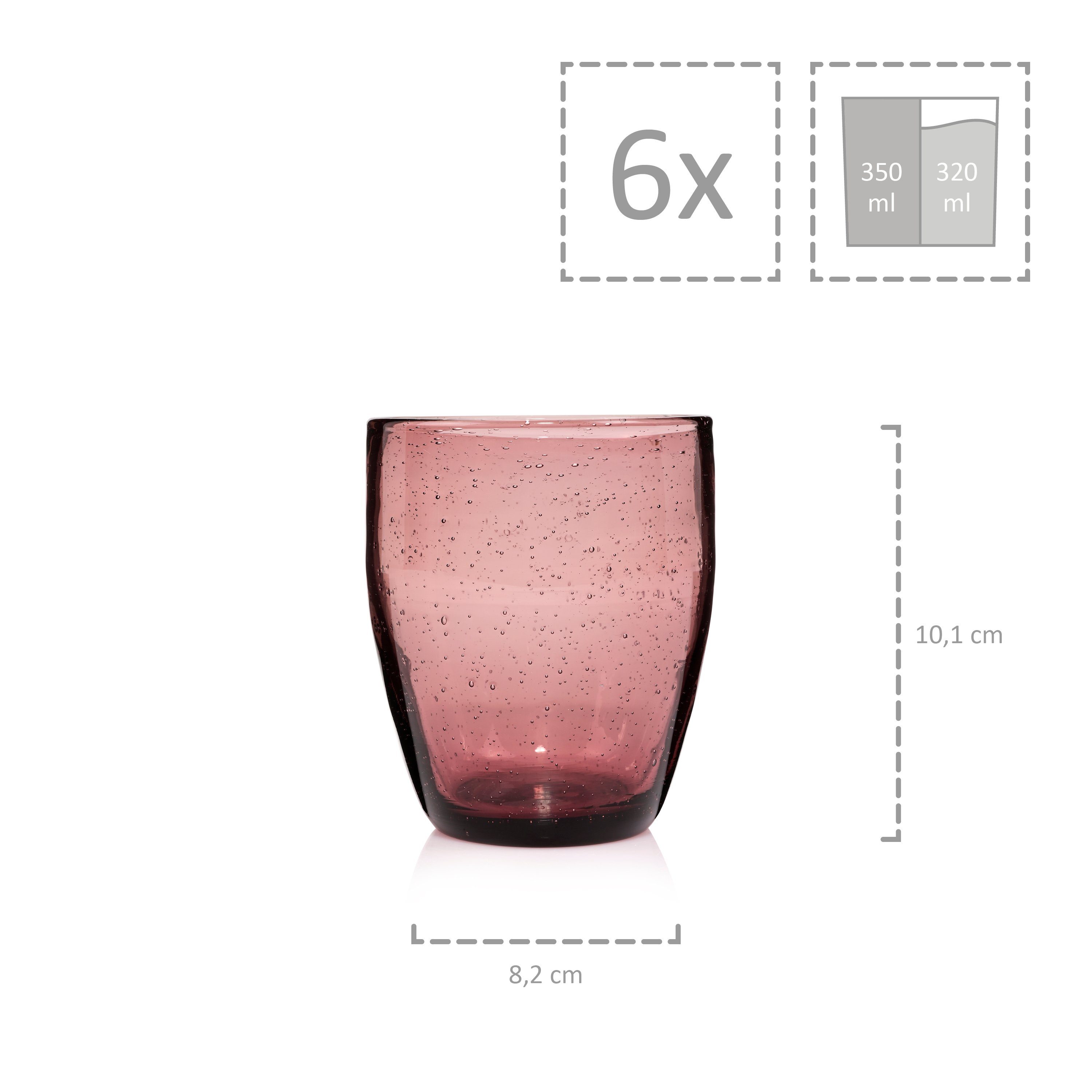 SÄNGER Gläser-Set London Wassergläser, 6-tlg., Glas, Lila, 320 ml, spülmaschinengeeignet