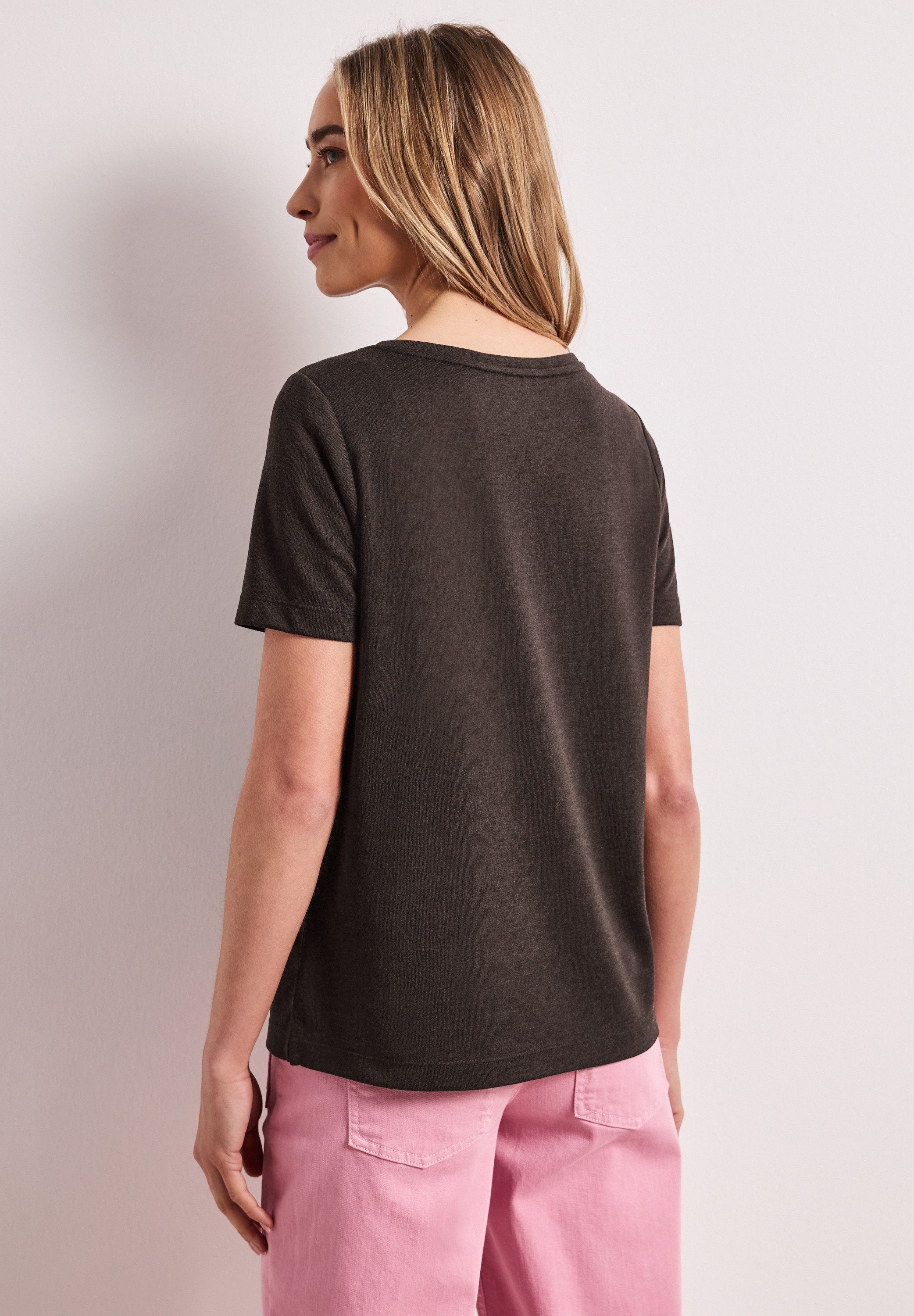 STREET ONE T-Shirt in Leinen-Optik