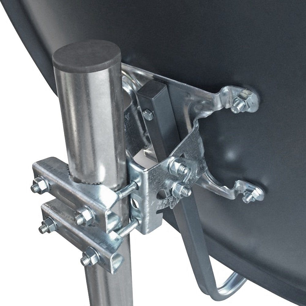 ARLI ARLI 60 cm HD Sat Anlage grau Set inkl. Receiver + Kabel + Stecker SAT-Antenne (60 cm, Stahl)