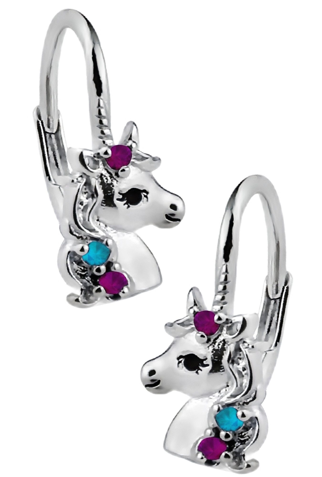 Limana Paar Ohrhänger Brisuren echte 925 Ohrringe Silber Einhorn Pferde Mädchen Damen Kinder (Kinderschmuck Silberschmuck inkl. Dose), Schmuck Geschenk für Ostern Weihnachten Geburtstag Nikolaus