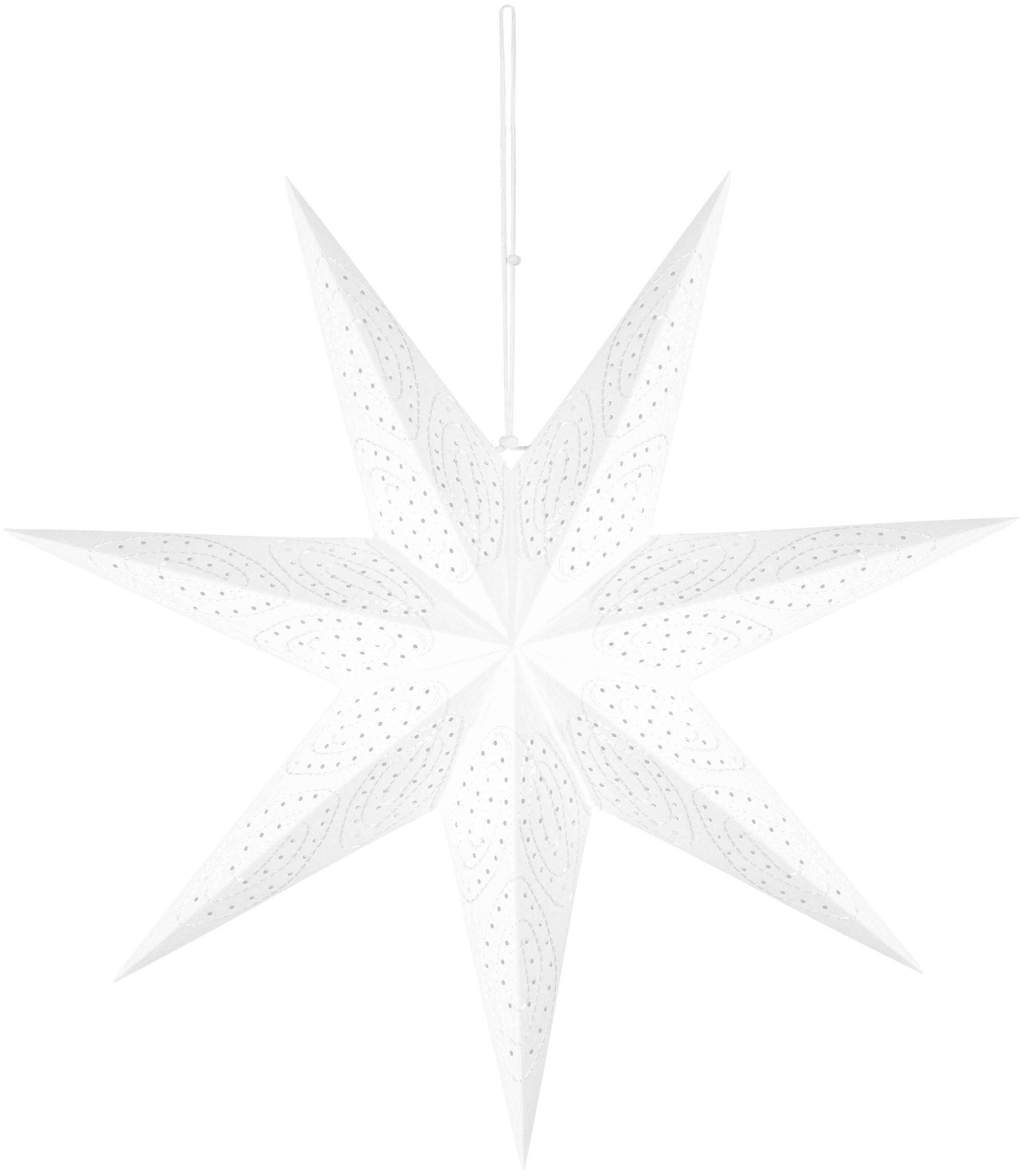 BRUBAKER LED Stern 60 cm Papier Weihnachtsstern zum Aufhängen - LED Adventsstern, Hängender Leuchtstern - Beleuchtbar mit Batterie, LED fest integriert, Warmwei – Bild 5 von 5