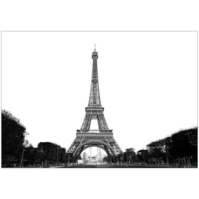 Wallario Vliestapete Eiffelturm in Paris - schwarz weiß Seidenmatte Oberfläche hochwertiger Digitaldruck in verschiedenen Größen erhältlich