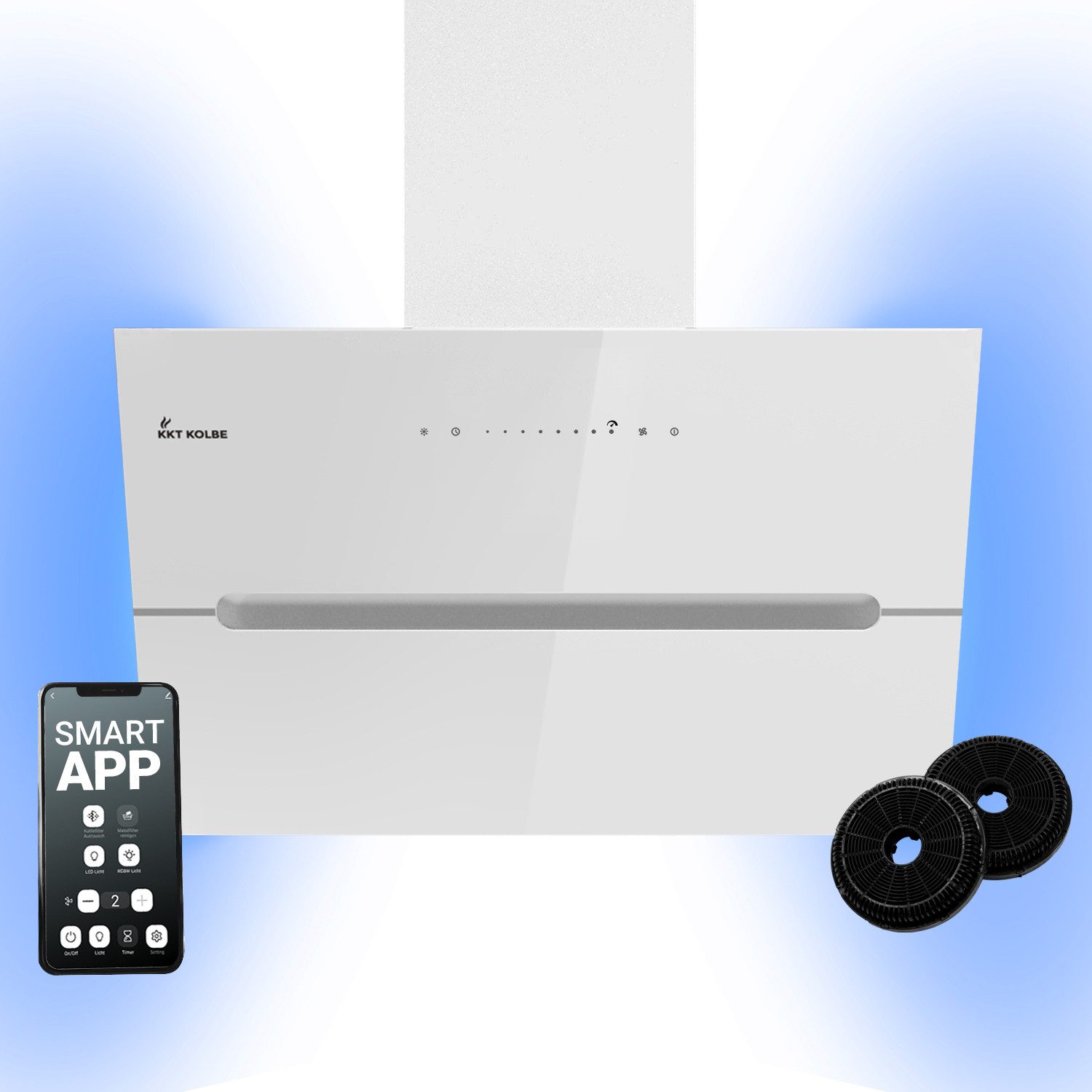 Wandhaube Dunstabzugshaube 60cm ECCO6005WM RGBW Ambientebeleuchtung