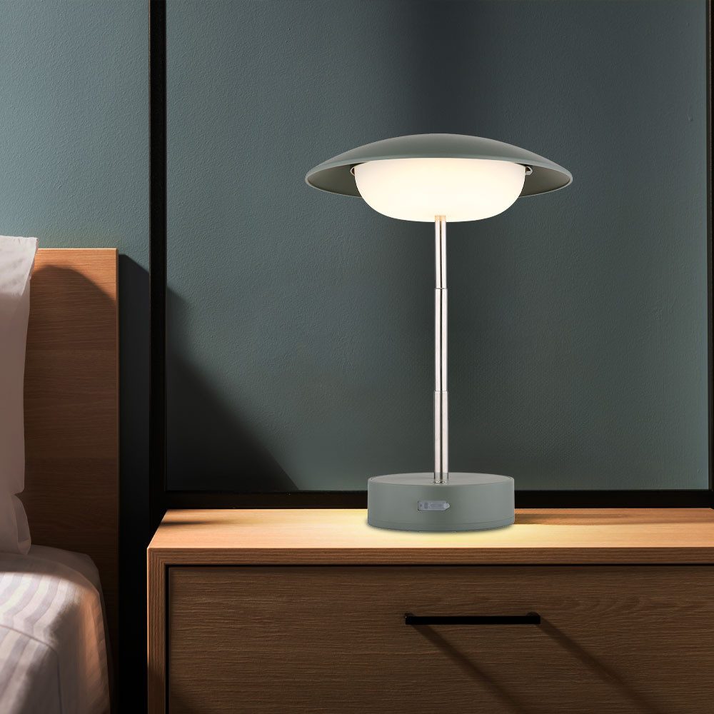 GLOBO LIGHTING LED Tischleuchte, LED-Leuchtmittel fest verbaut, Warmweiß, Tischleuchte Beistelllampe LED Akku grün Touchdimmer Höhenverstellbar