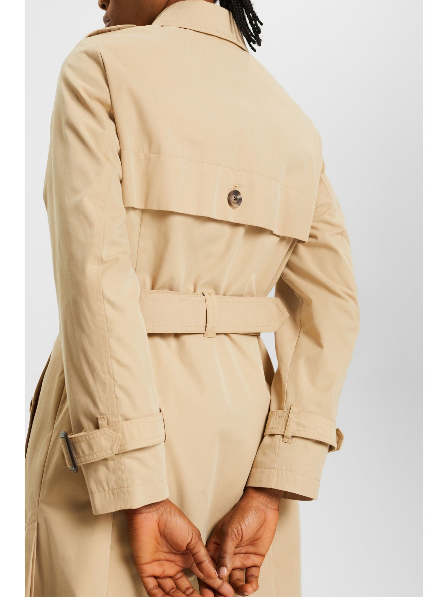 Esprit Langmantel Trenchcoat mit Doppelreihiger SAND Gürtel