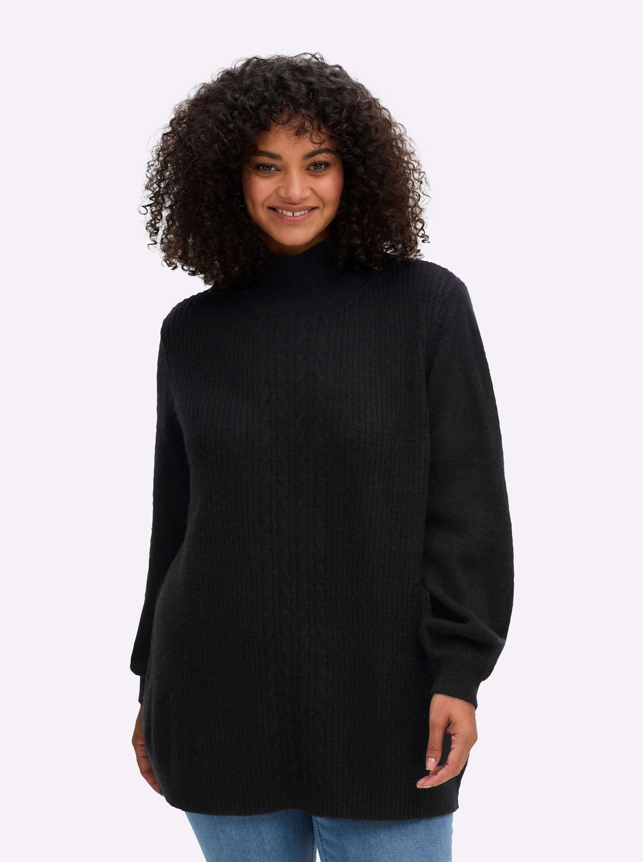 sheego by Joe Browns Strickpullover Pullover Langarm Zopfmuster, Rippoptik