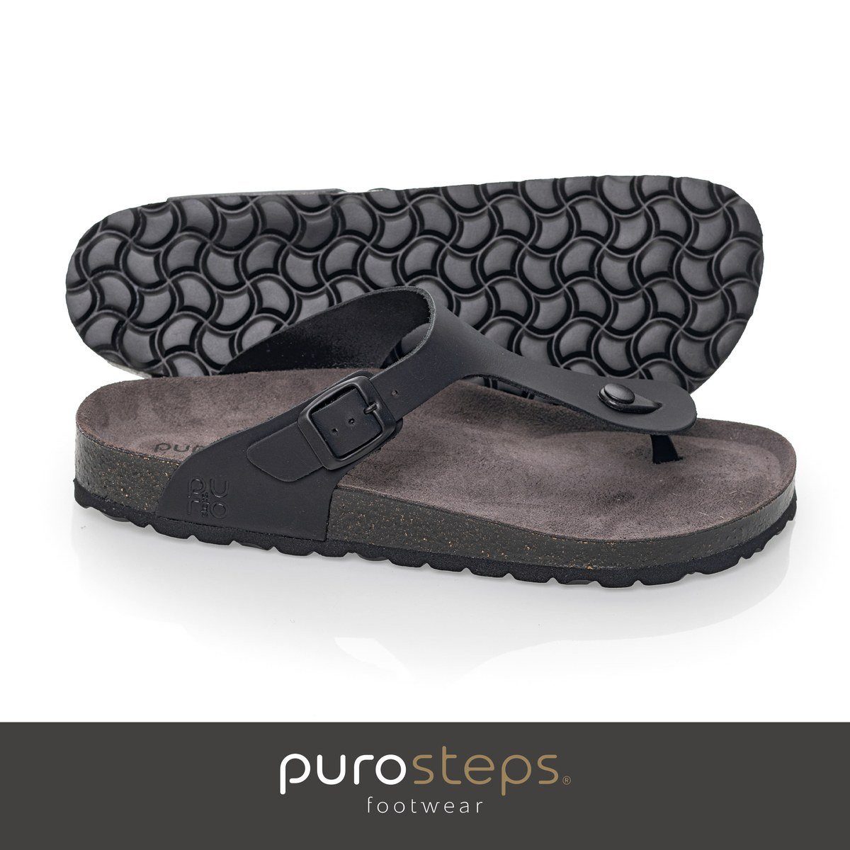 purosteps Zehensandale Toledo Eco (Leder) schwarz/grau Herren Sandale