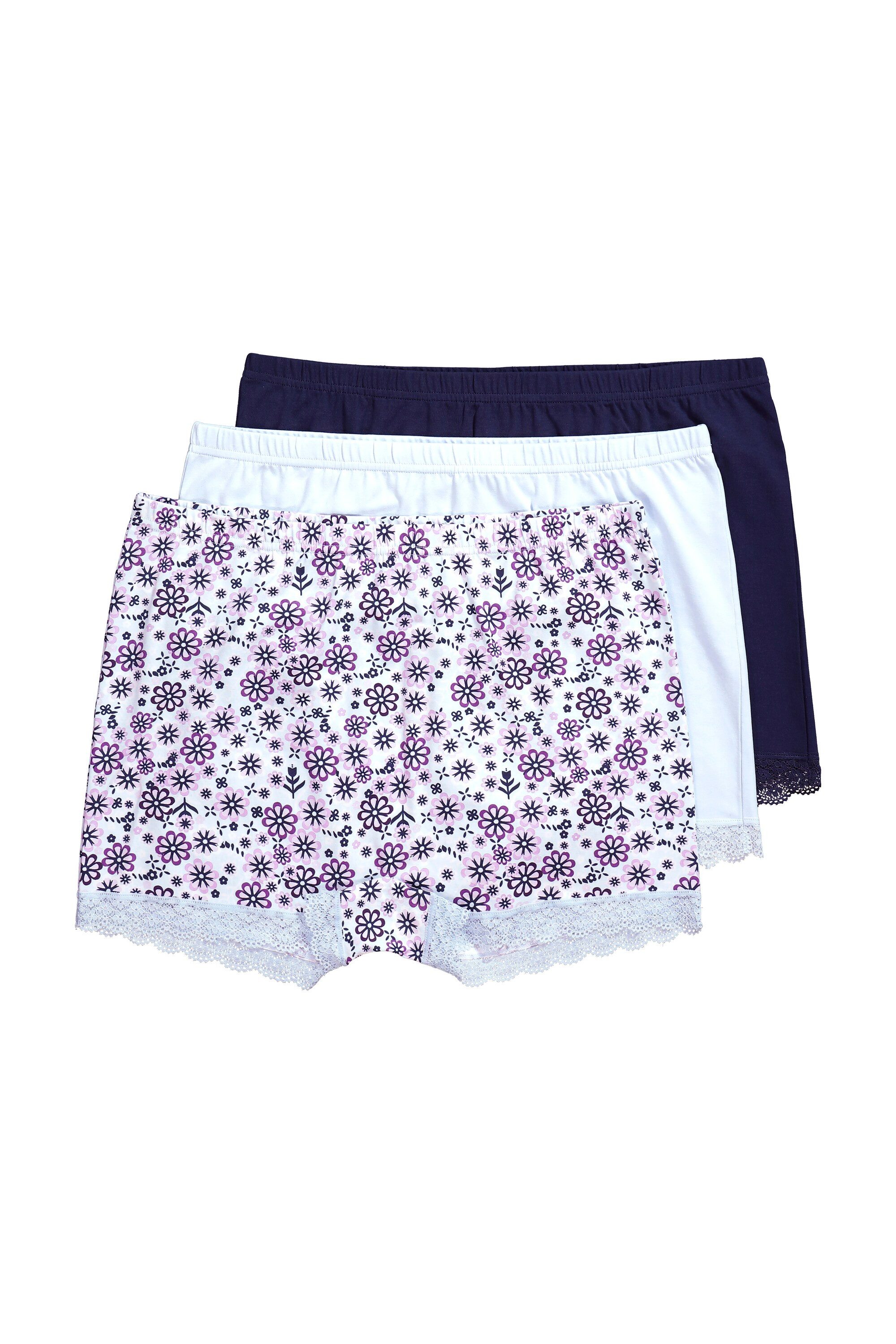 Ulla Popken Panty Pantys 3er-Pack Muster/einfarbig Spitzenkante