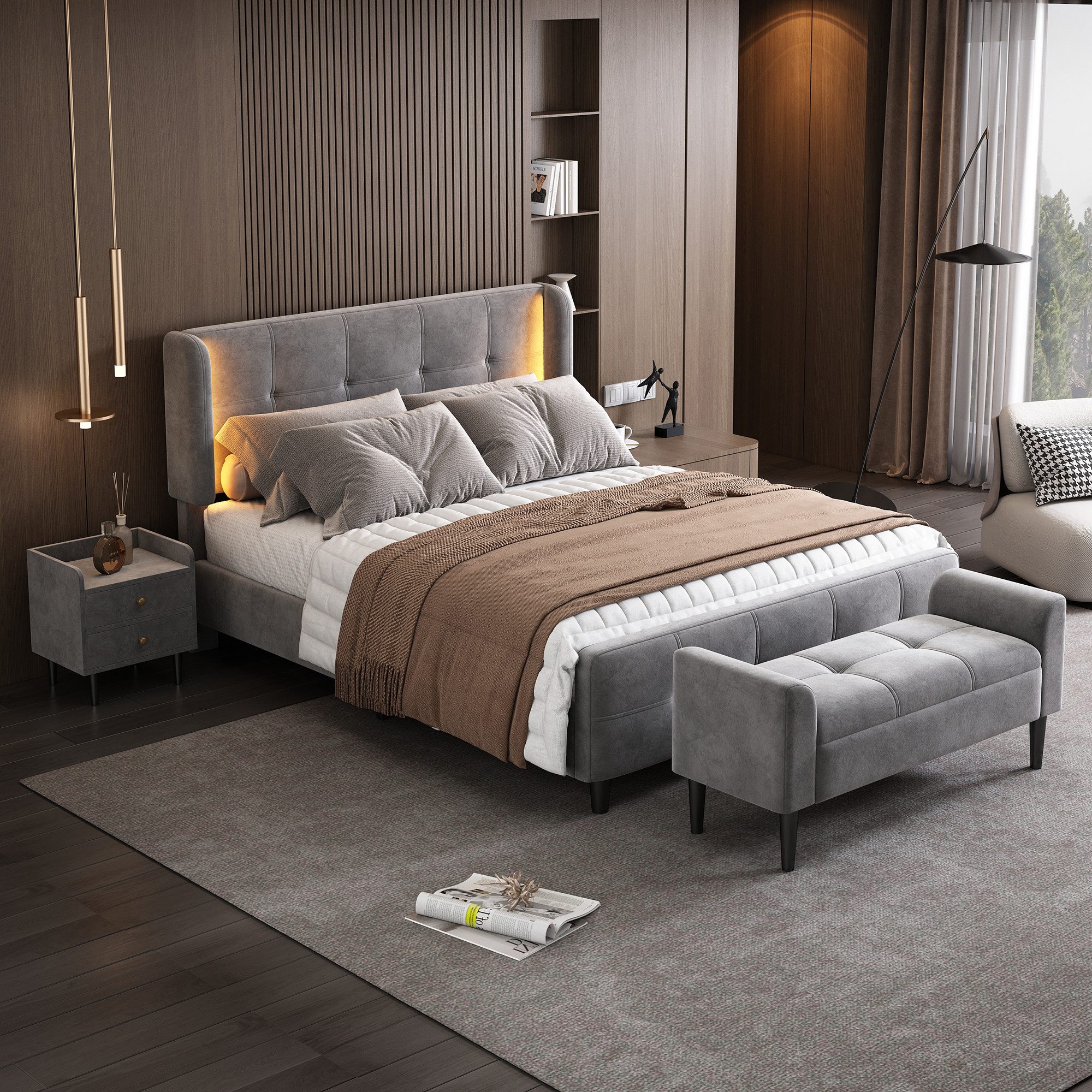 HAUSS SPOLE Polsterbett Komplettschlafzimmer Set Polsterbett, günstig online kaufen