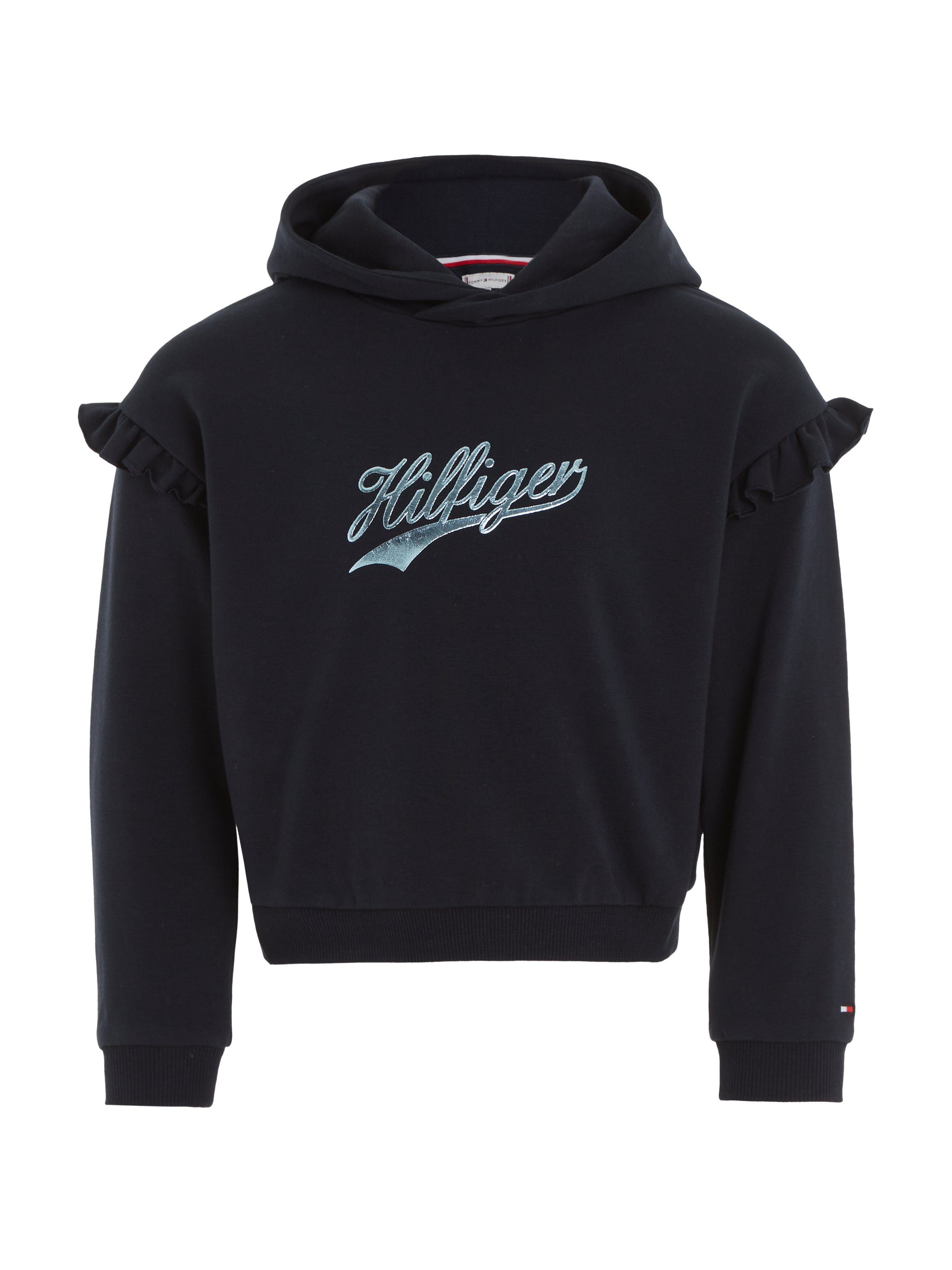 Tommy Hilfiger Hoodie HILFIGER SCRIPT RUFFLE HOODIE mit Rüschen an den Ärmeln desert sky | Sweatshirts