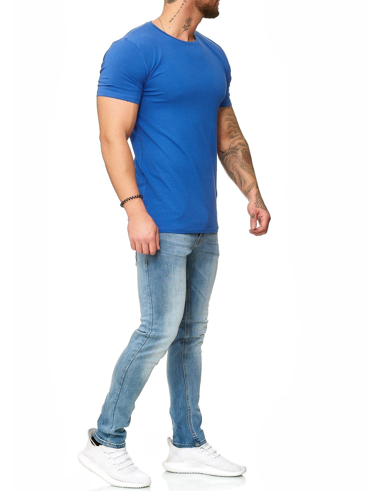 OneRedox T-Shirt Blau (Shirt Fitness Tee, Freizeit 1307C Kurzarmshirt Royal Casual Polo 1-tlg)