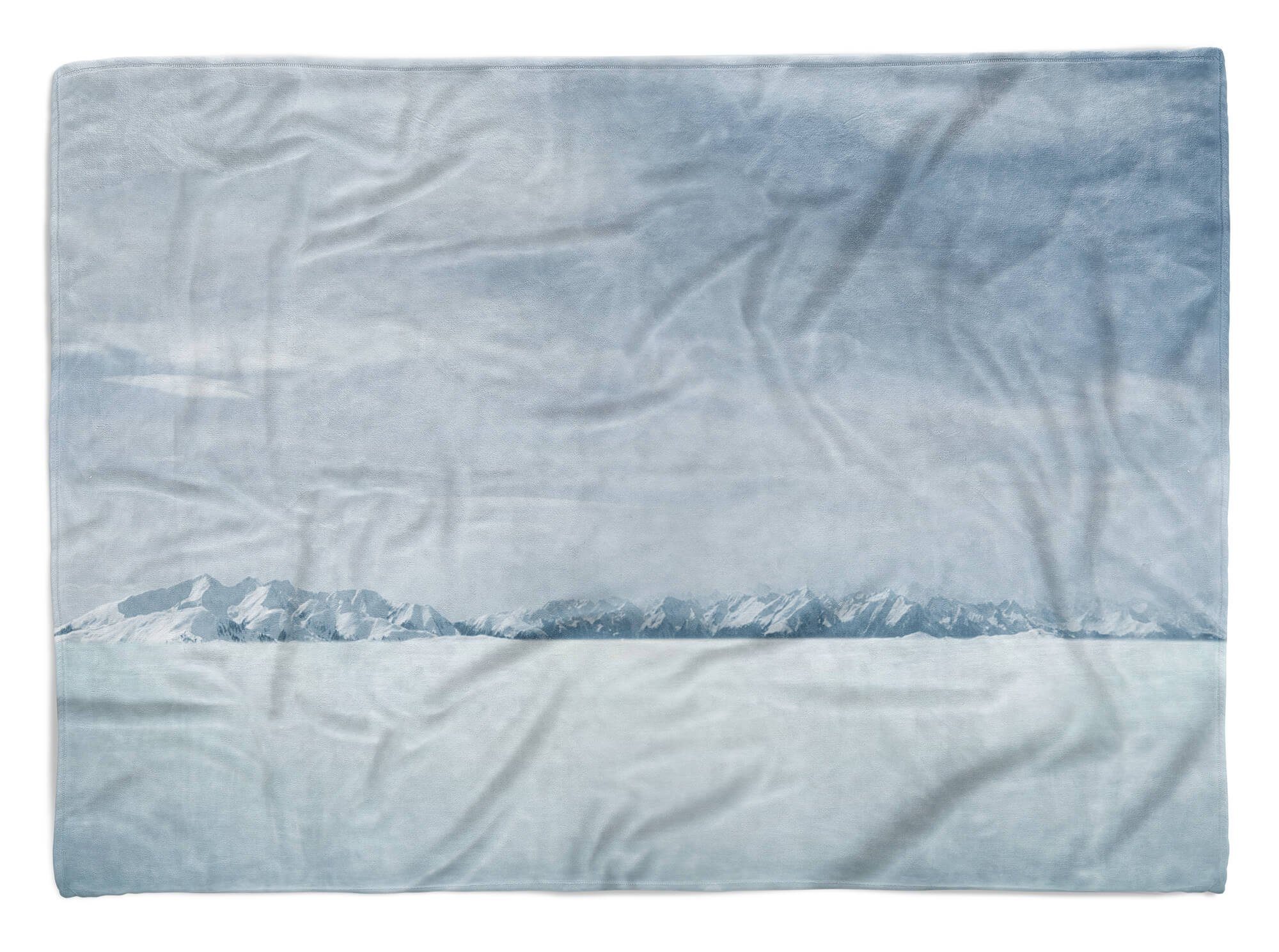 Sinus Art Handtücher Handtuch Strandhandtuch Saunatuch Kuscheldecke mit Fotomotiv Berge Schnee Bergkette, Baumwolle-Polyester-Mix (1-St), Handtuch
