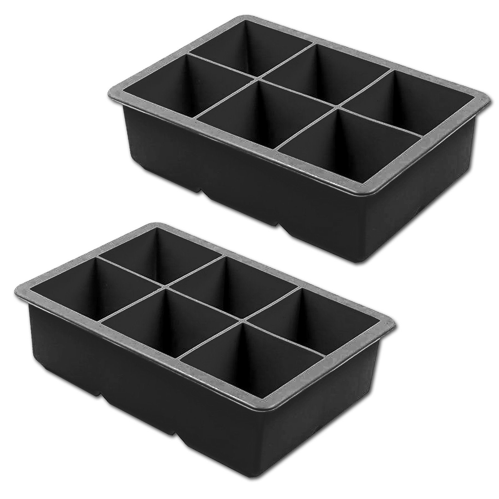 Moritz & Moritz Eiswürfelform XL Eiswürfelform Eiswürfelbereiter Jumbowürfel Form, (2-tlg), Silikon für 6 Eiswürfel 4,6 x 4,6 cm