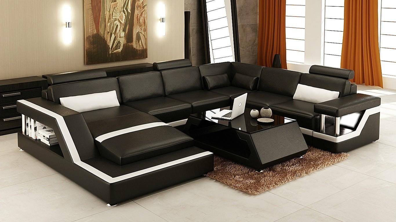 JVmoebel Sofa Beleuchtete Wohnzimmer Ecksofa Polster Eck Sitz Garnitur, Made in Europe Schwarz/Weiß