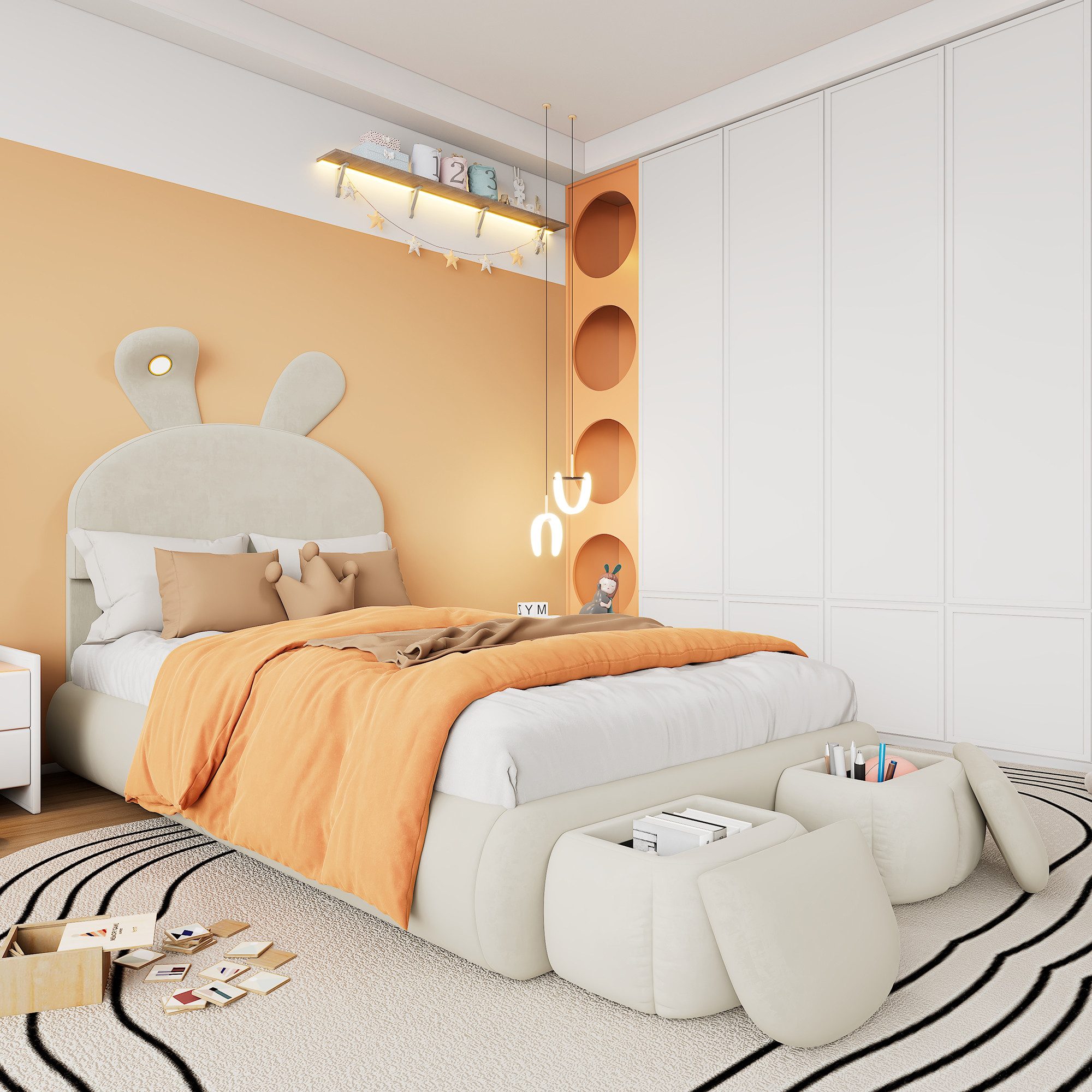 OKWISH Kinderbett Funktionsbett Stauraumbett Polsterbett (90x200 günstig online kaufen