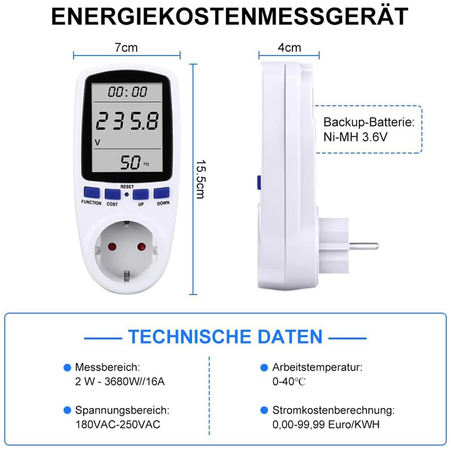 BlingBin Energiekostenmessgerät Strommessgerät für Steckdosen Mit günstig online kaufen