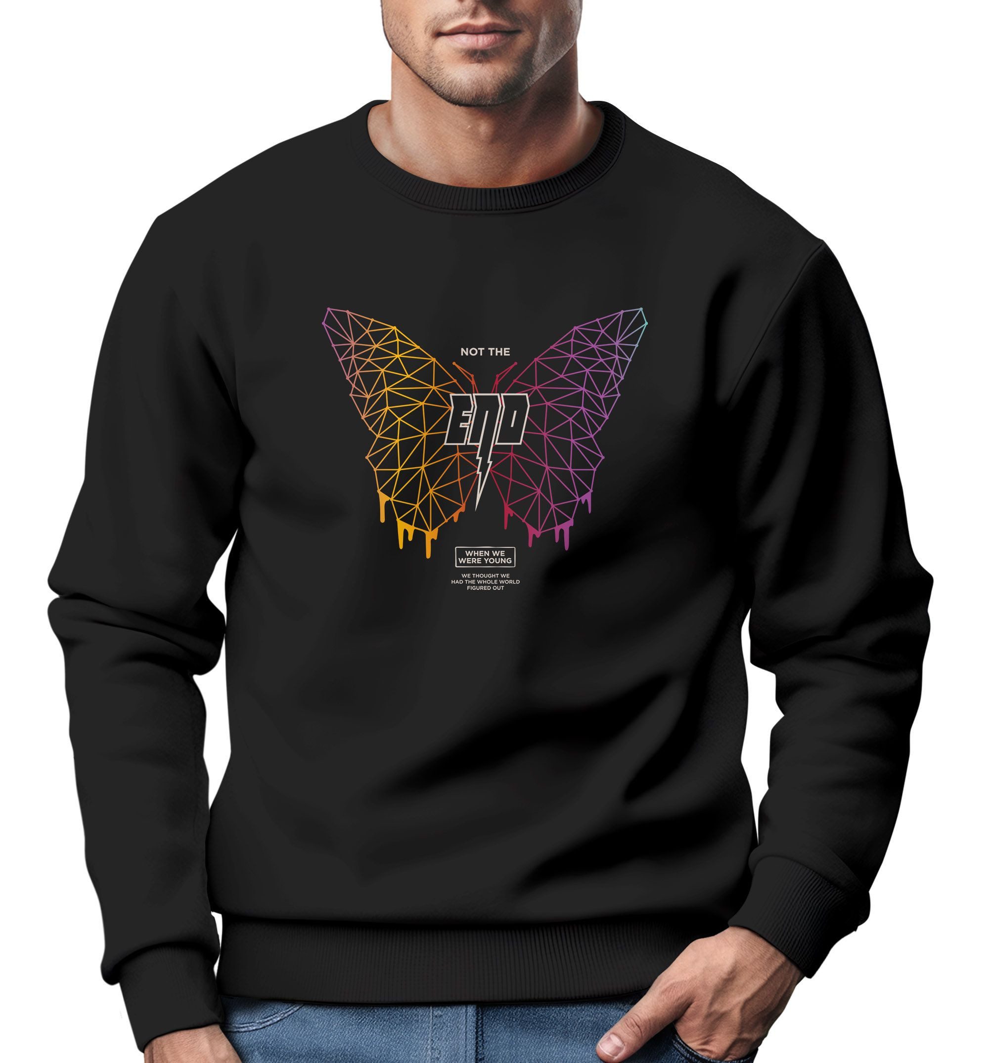Sweatshirt Sweatshirt Herren Schmetterling Geometric Design Butterlfy Spruch Not