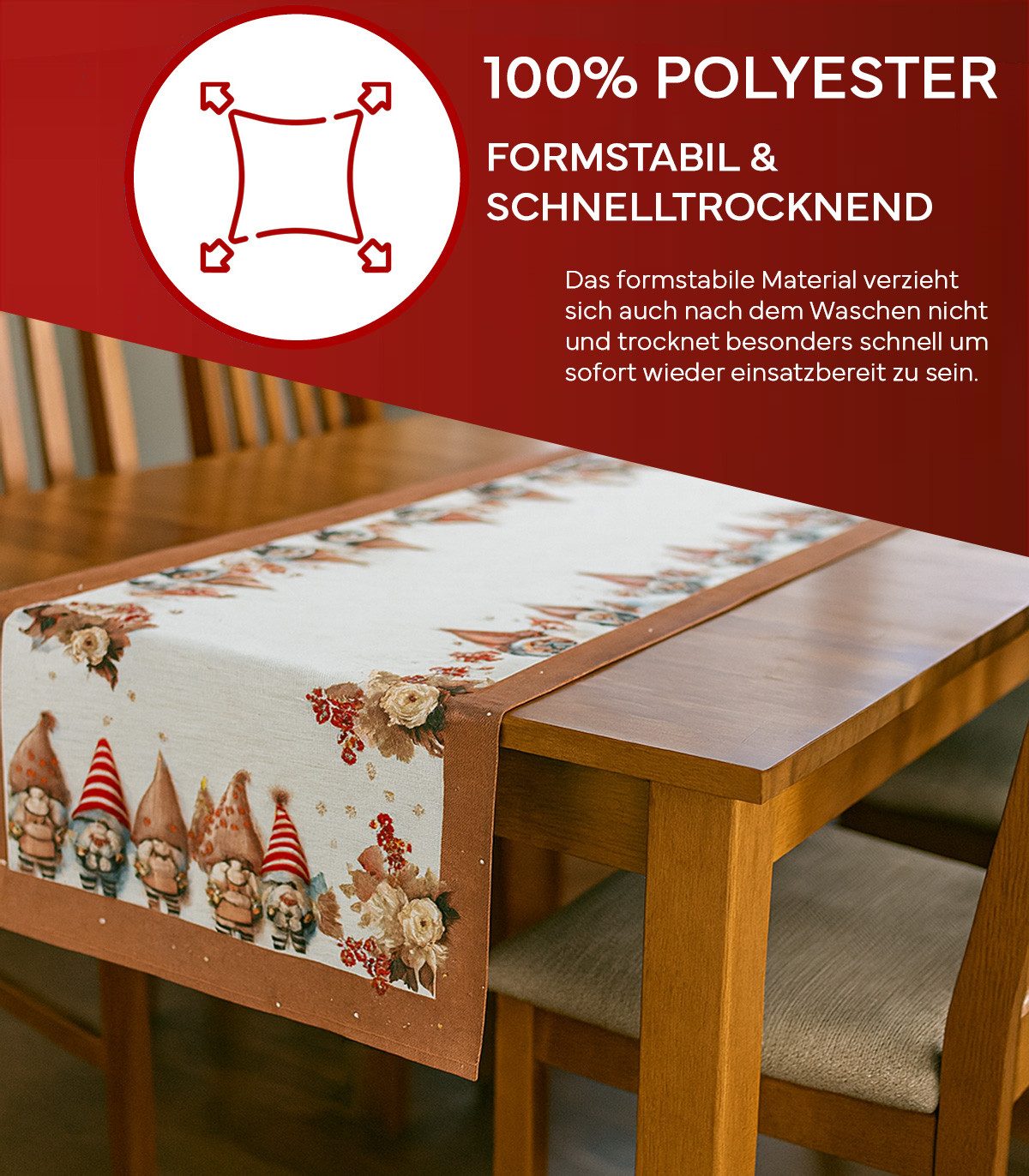 texpot Tischdecke Tischläufer Druck Wichtel mit Lurex (1-tlg) günstig online kaufen