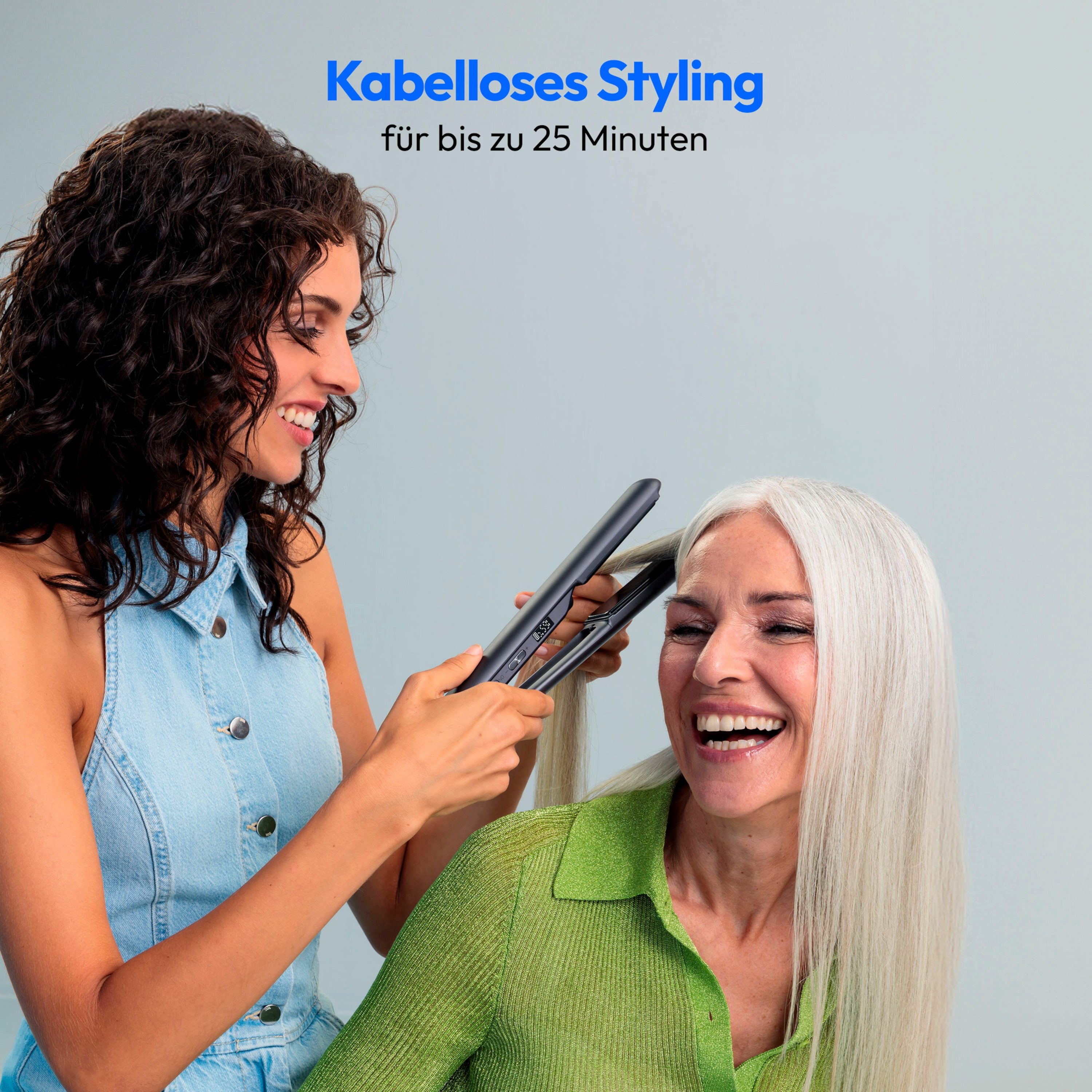 Medion® Glätteisen, Kabelloses Glätteisen MD19865, 5 regelbare Hitzestufen,165°-210°, breite Keramik-Turmalin Heizplatten