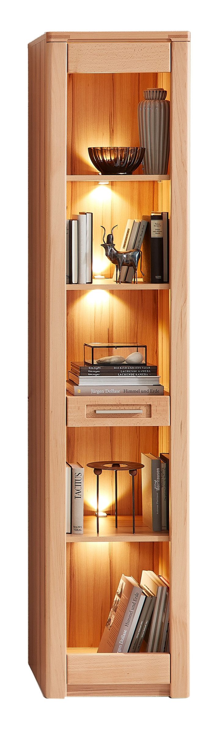 freiraum Regal Nature One, Schublade, mit LED, FSC, in Kernbuche teilmassiv - 43x203x40cm (B/H/T)