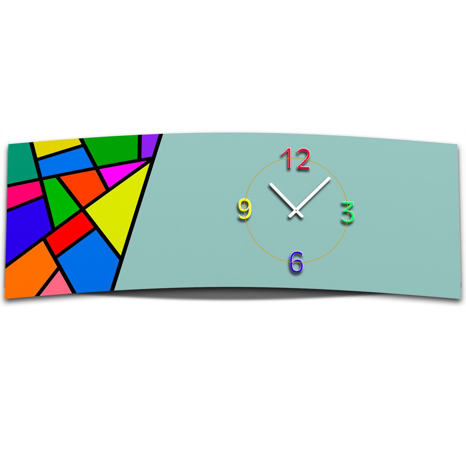 dixtime Wanduhr Wanduhr XXL 3D Optik Dixtime abstrakt Mosaik 30x90 cm leises Uhrwerk (Einzigartige 3D-Optik aus 4mm Alu-Dibond)