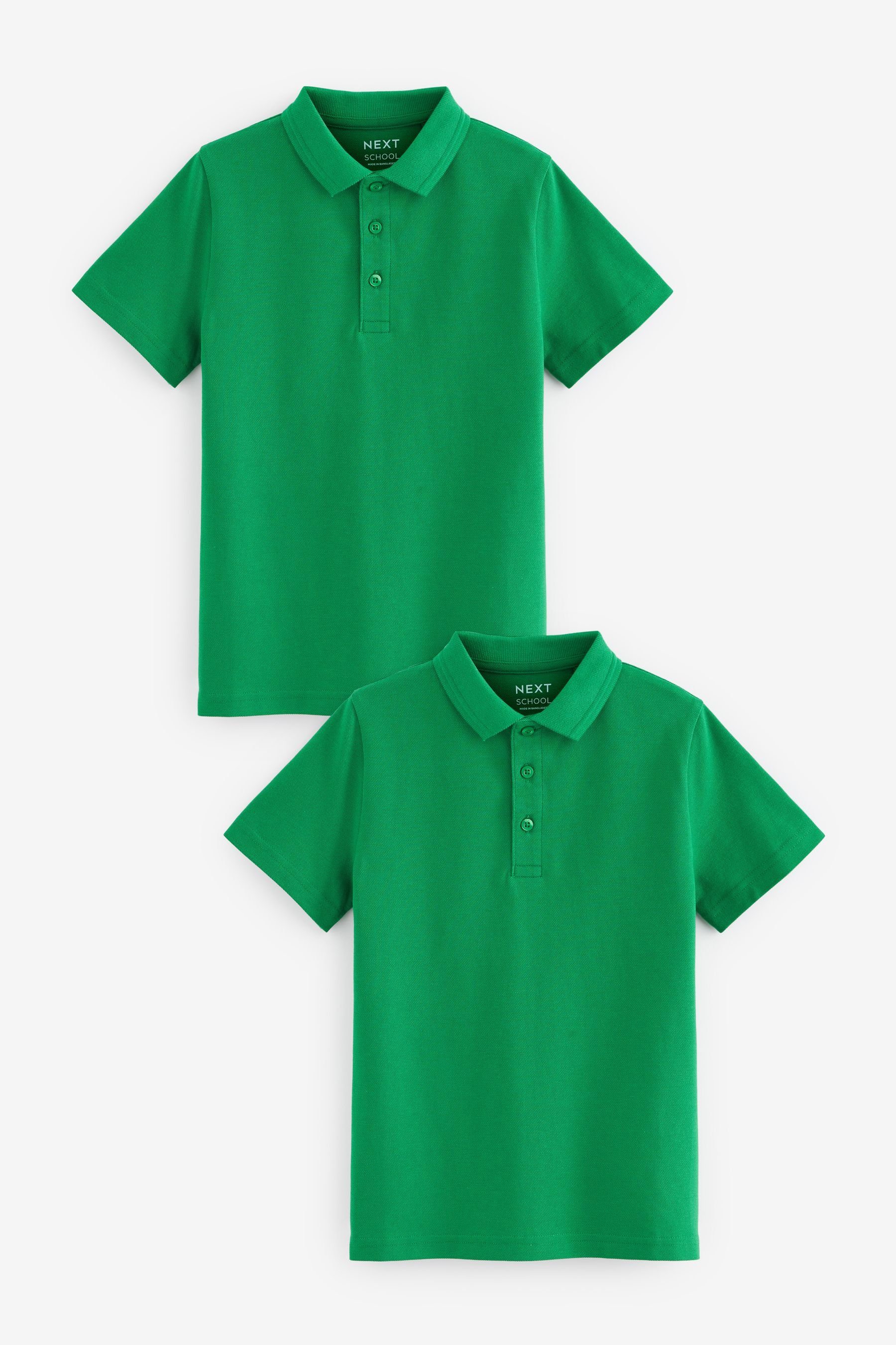 Next Poloshirt Schul-Poloshirts aus Baumwolle im 2er-Pack (2-tlg) Green
