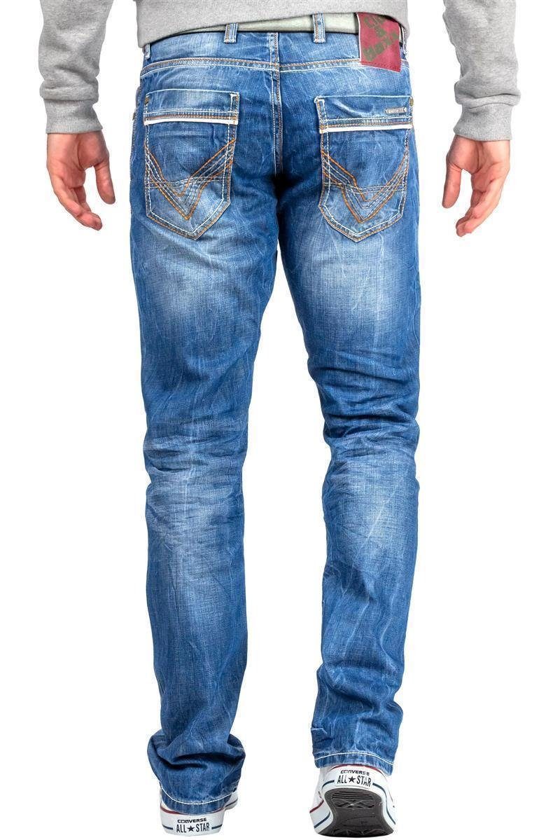 Baxx Regular-fit-Jeans weißer Stonewashed mit BA-C0595 & Ziernaht Hose Cipo Effekt