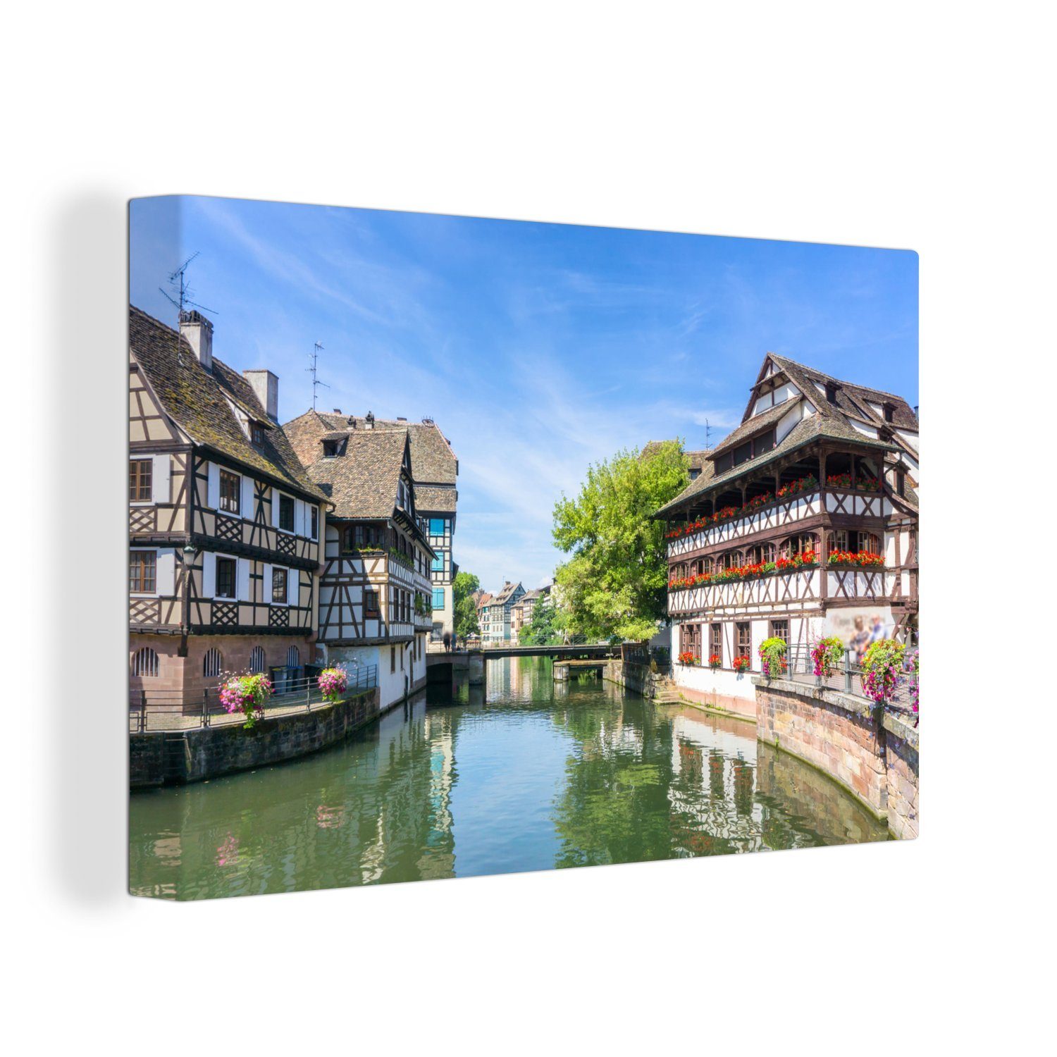OneMillionCanvasses® Leinwandbild Traditionelle bunte Häuser in Straßburg, Frankreich, (1 St), Wandbild Leinwandbilder, Aufhängefertig, Wanddeko, 30x20 cm
