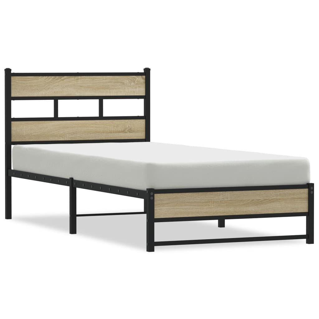 vidaXL Bett Metallbett ohne Matratze Sonoma-Eiche günstig online kaufen