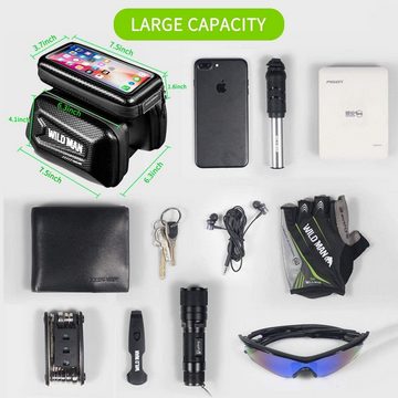 Daskoo Rahmentasche Fahrrad Rahmentasche,Fahrradtasche Lenkertasche, Handy Oberrohrtasche für Smartphone unter 6,5 Zoll