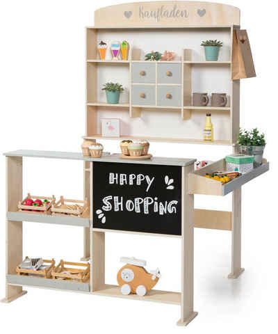 Sun Kaufladen Holzspielzeug, Natur, weiß/grau, mit Kreidetafel