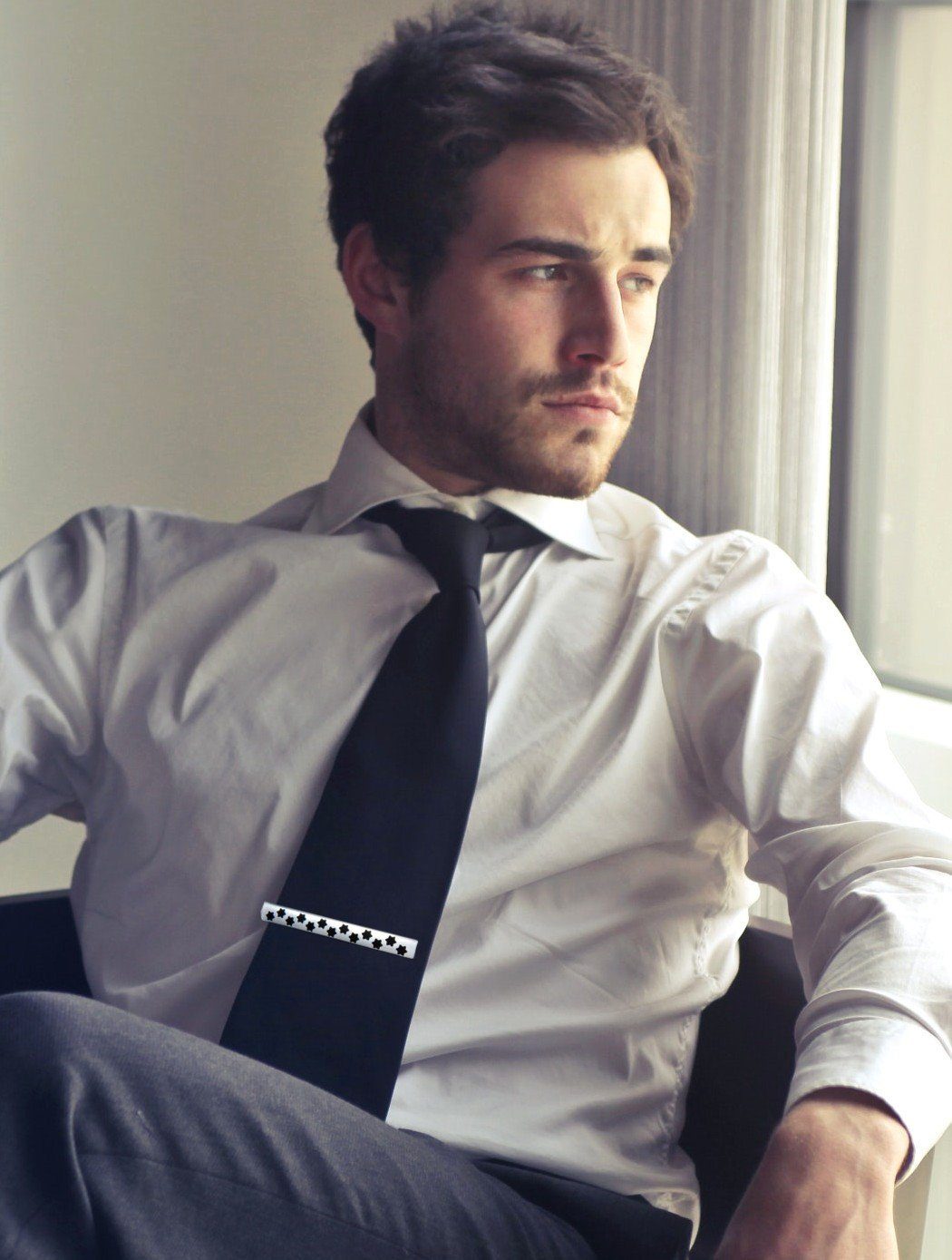 Ella Jonte Krawattennadel, silber schwarz Edelstahl Krawattenclip günstig online kaufen