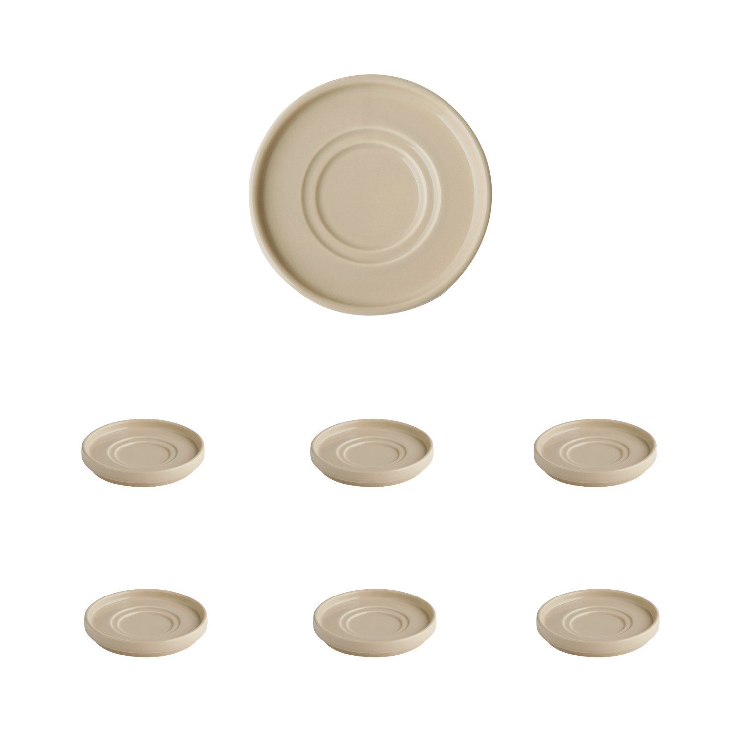 APS Schale THE GRID, Porzellan, (Set, 6-tlg), Porzellan, Ø 12,5 cm, Farbe sand, passend zu Espressotasse